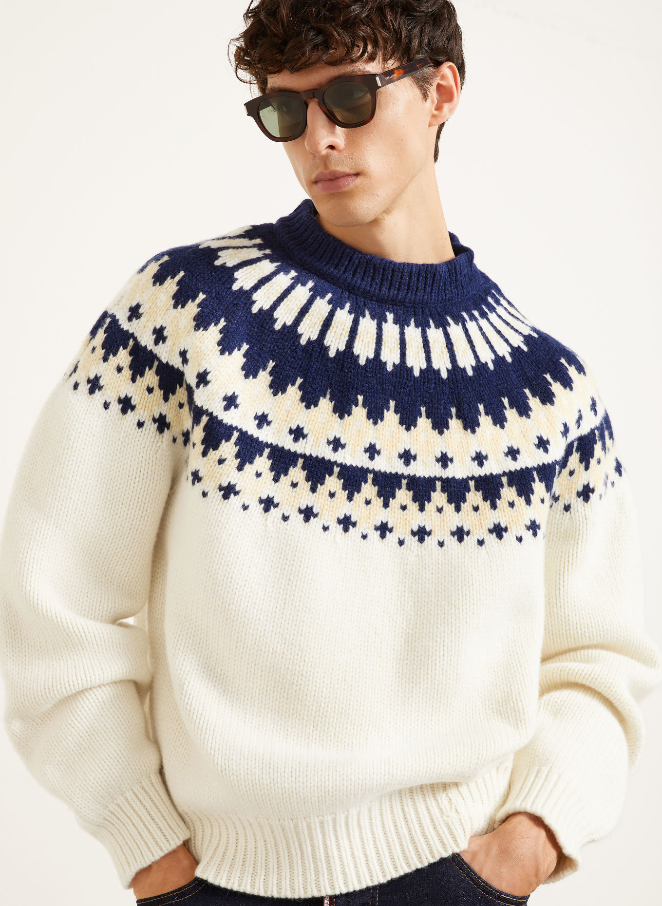 DSQUARED2 Sweater: WHITE / LIGHT YELLOW / DARK BLUE