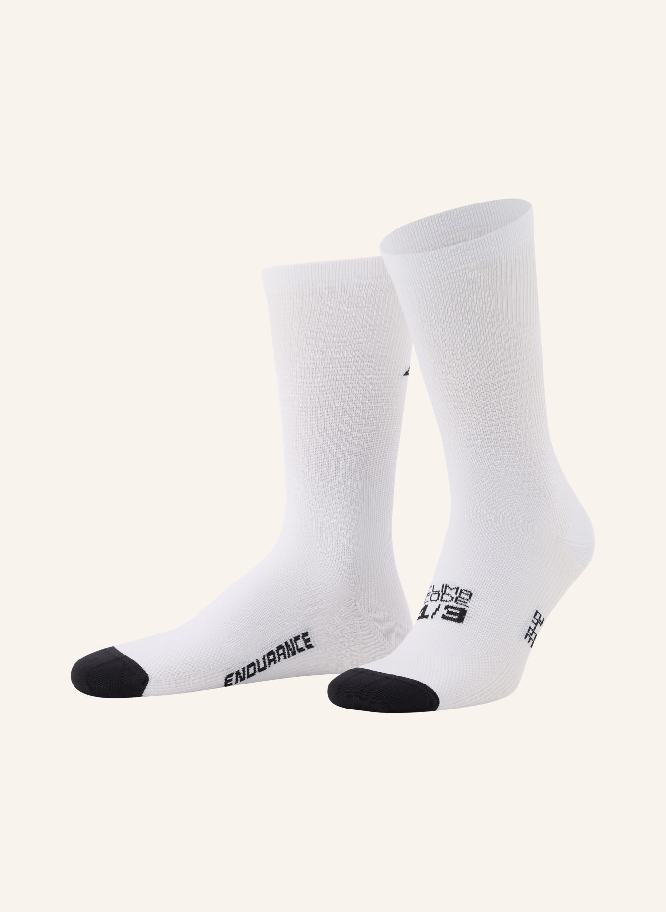 ASSOS ENDURANCE S11 Cycling Socks: WHITE / BLACK