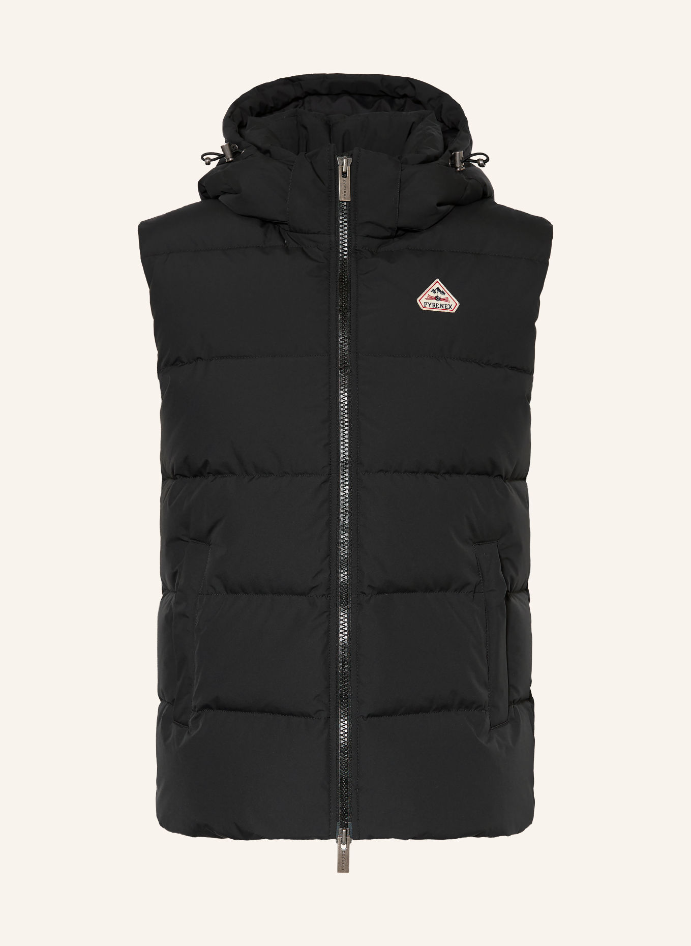 PYRENEX SPOUTNIC donzen bodywarmer met afneembare capuchon: ZWART