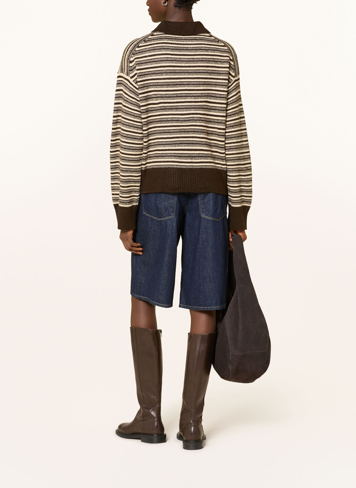 mavi Strick-Poloshirt: DUNKELBRAUN / ECRU
