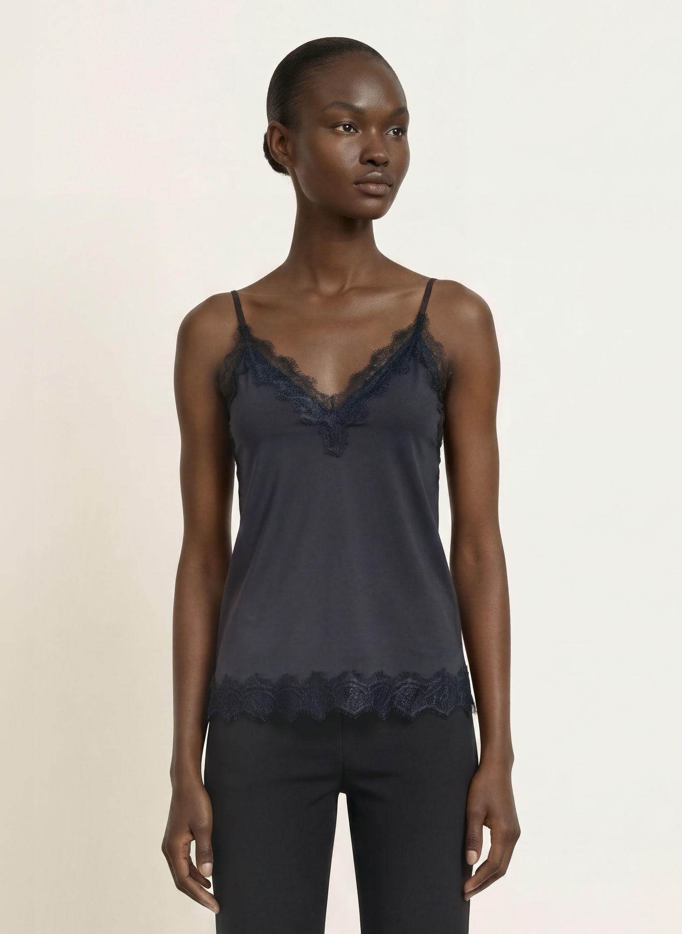 rosemunde Top BRIDGET mit Spitze: SCHWARZ