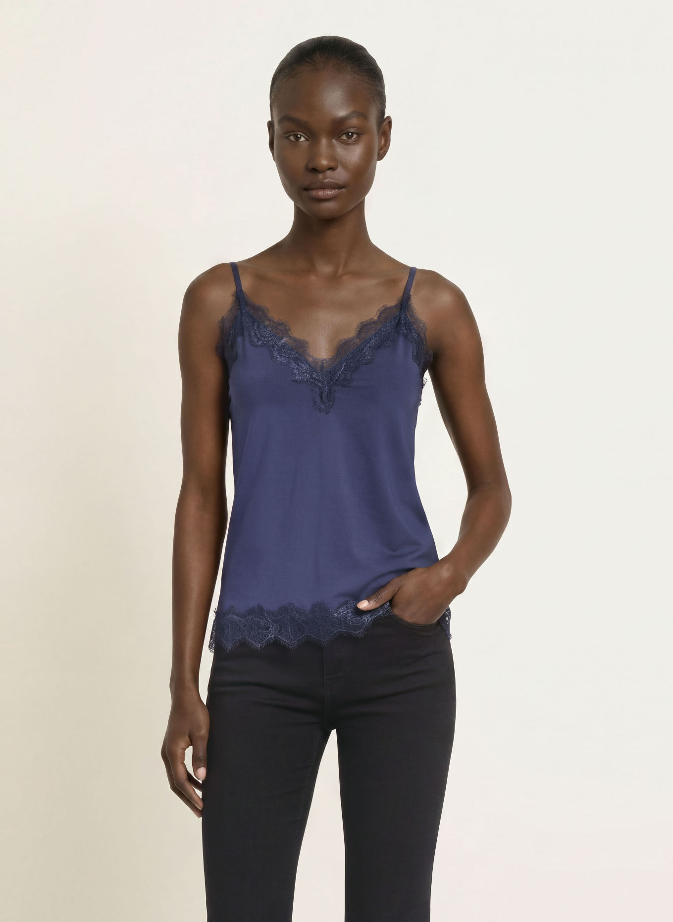 rosemunde BRIDGET Top with Lace: DARK BLUE