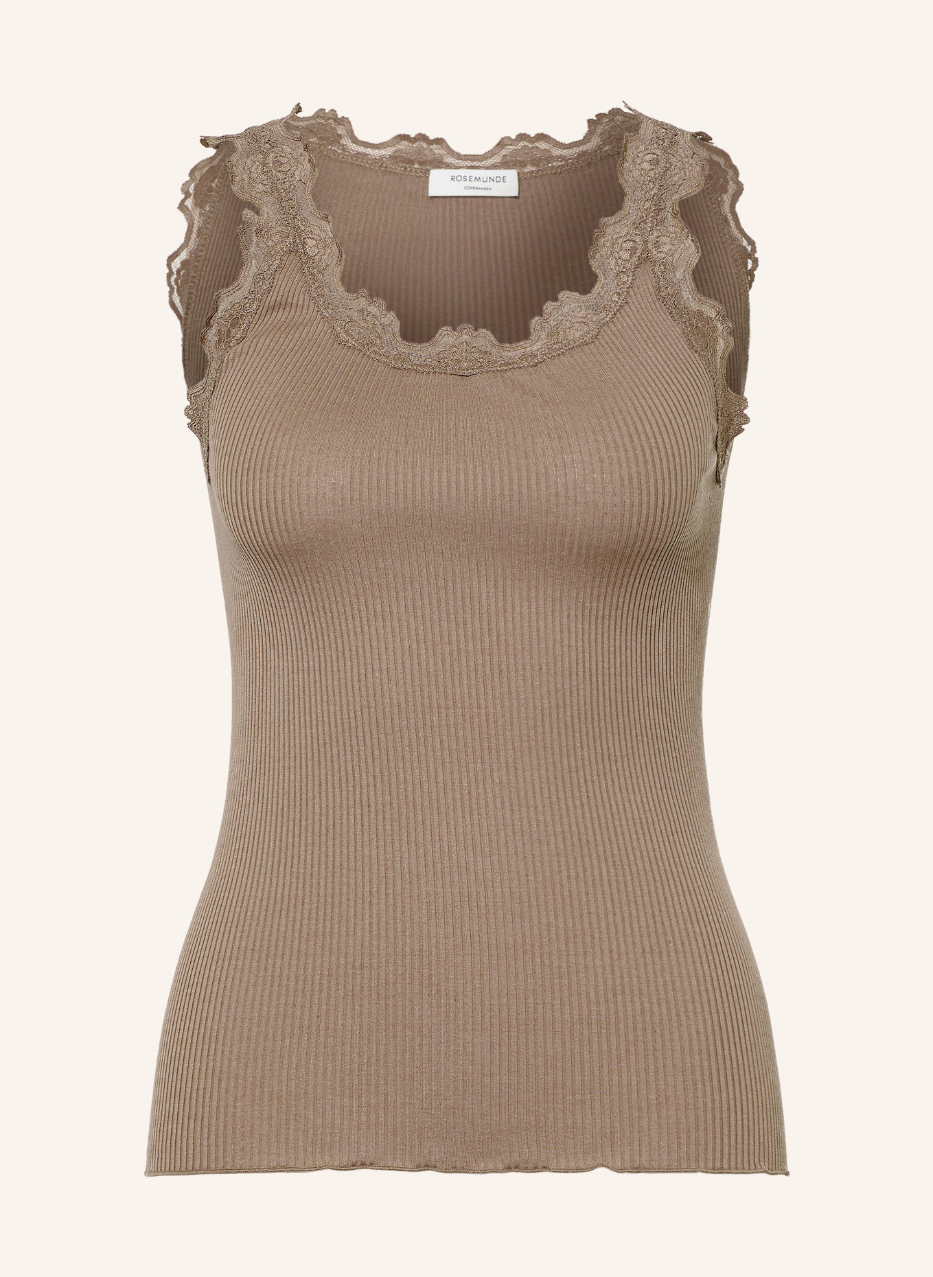 rosemunde BABETTE Top with Silk and Lace: BROWN