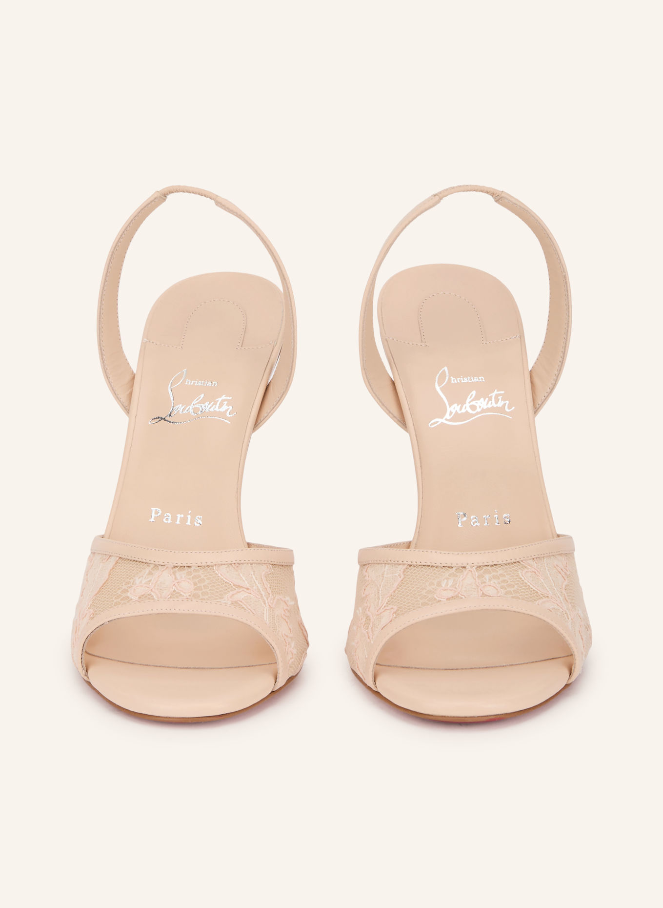 Christian Louboutin MISS Z LACE SLING 100 Sandals: LIGHT PINK
