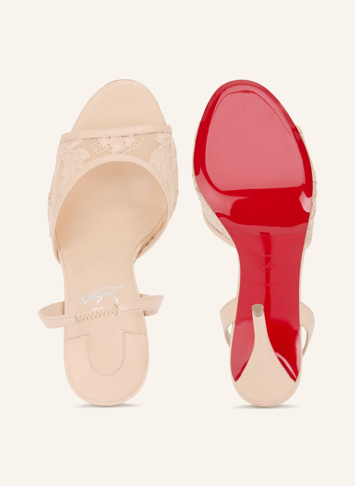 Christian Louboutin MISS Z LACE SLING 100 Sandals: LIGHT PINK