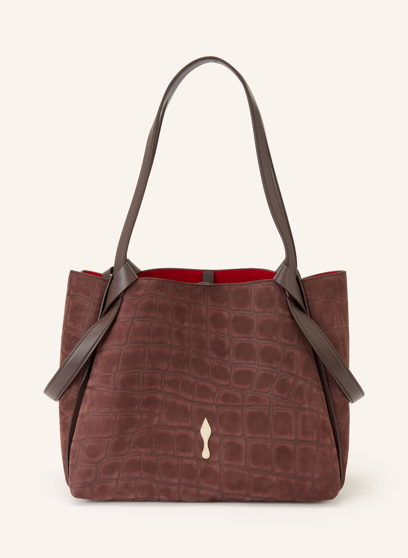 Christian Louboutin BETTINA Shoppers with Pouch: DARK BROWN / GOLD