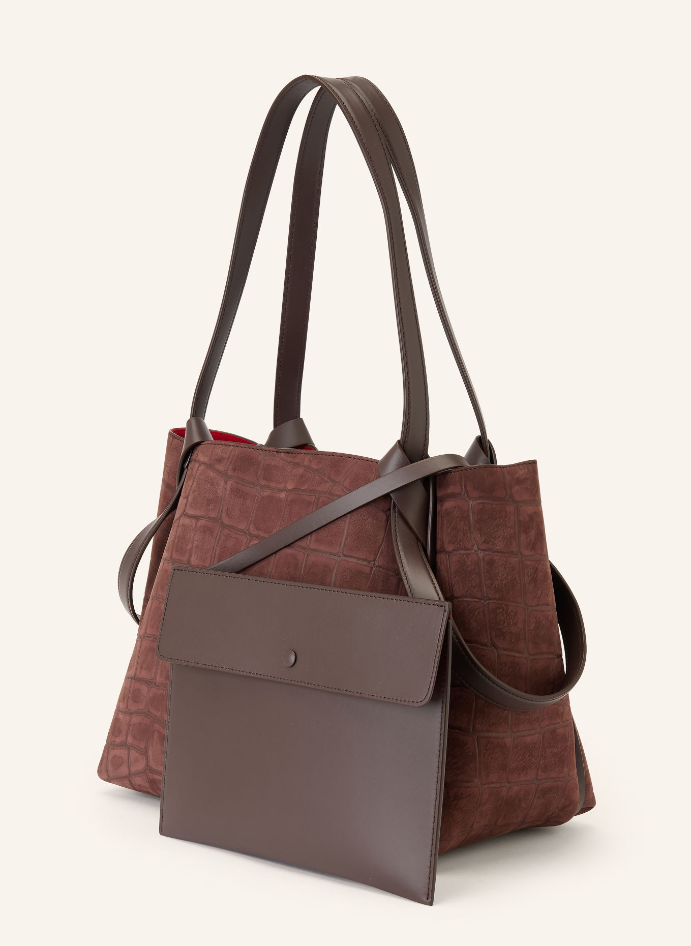 Christian Louboutin BETTINA Shoppers with Pouch: DARK BROWN / GOLD