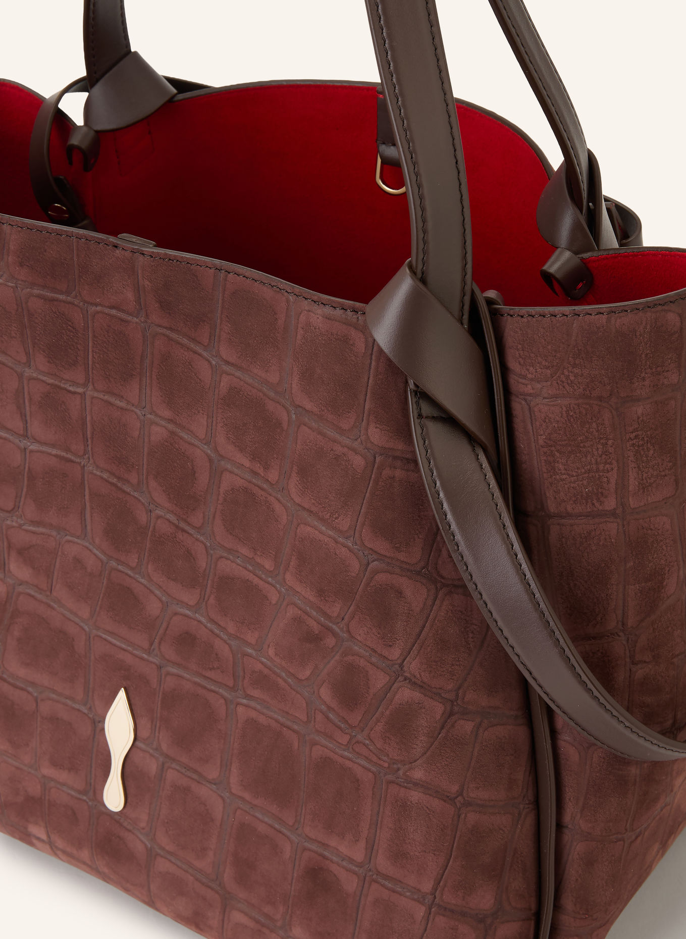 Christian Louboutin BETTINA Shoppers with Pouch: DARK BROWN / GOLD