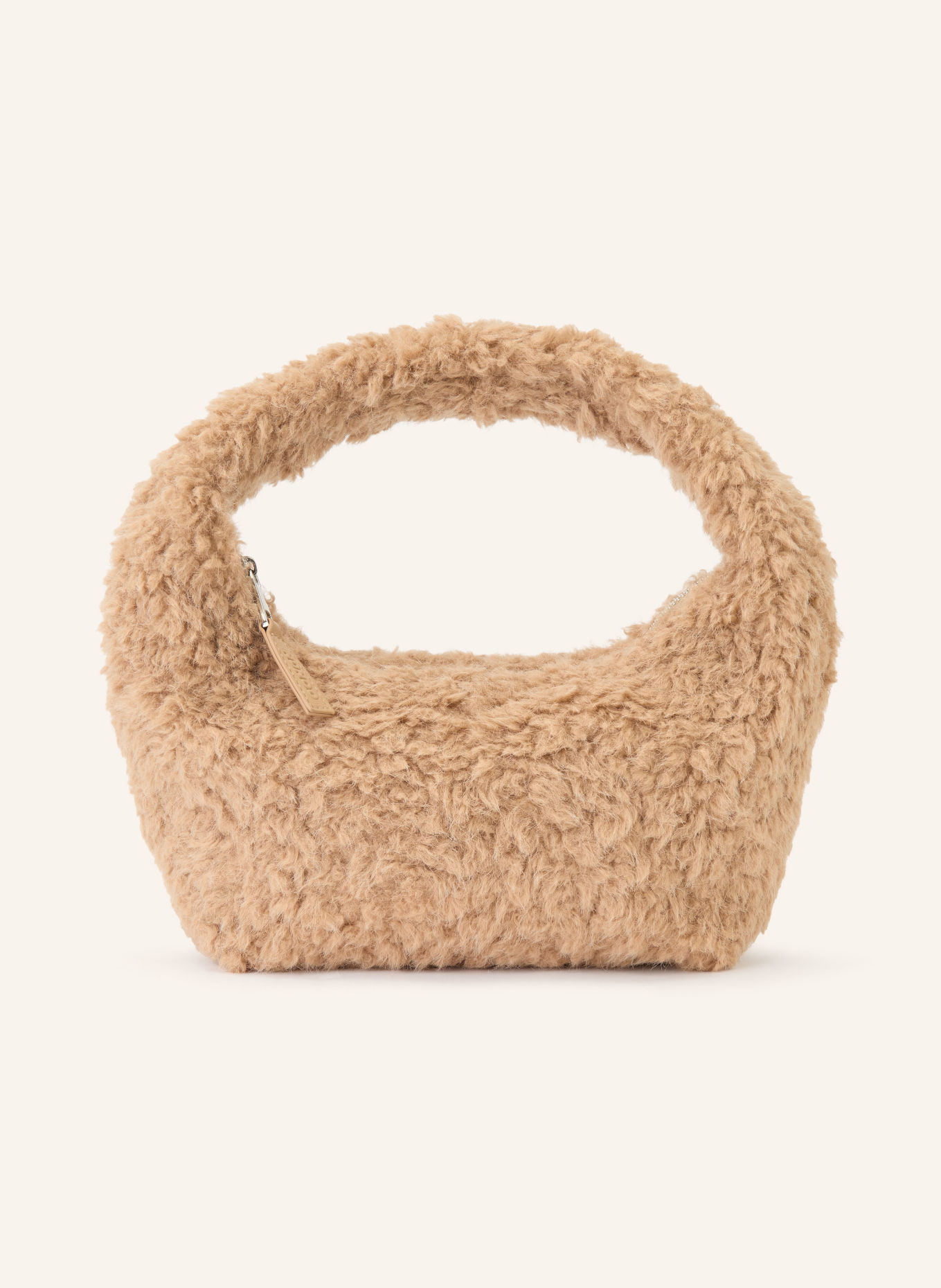 NÚNOO AGNES SMALL Handbag made of teddy fur: LIGHT BROWN / SILVER