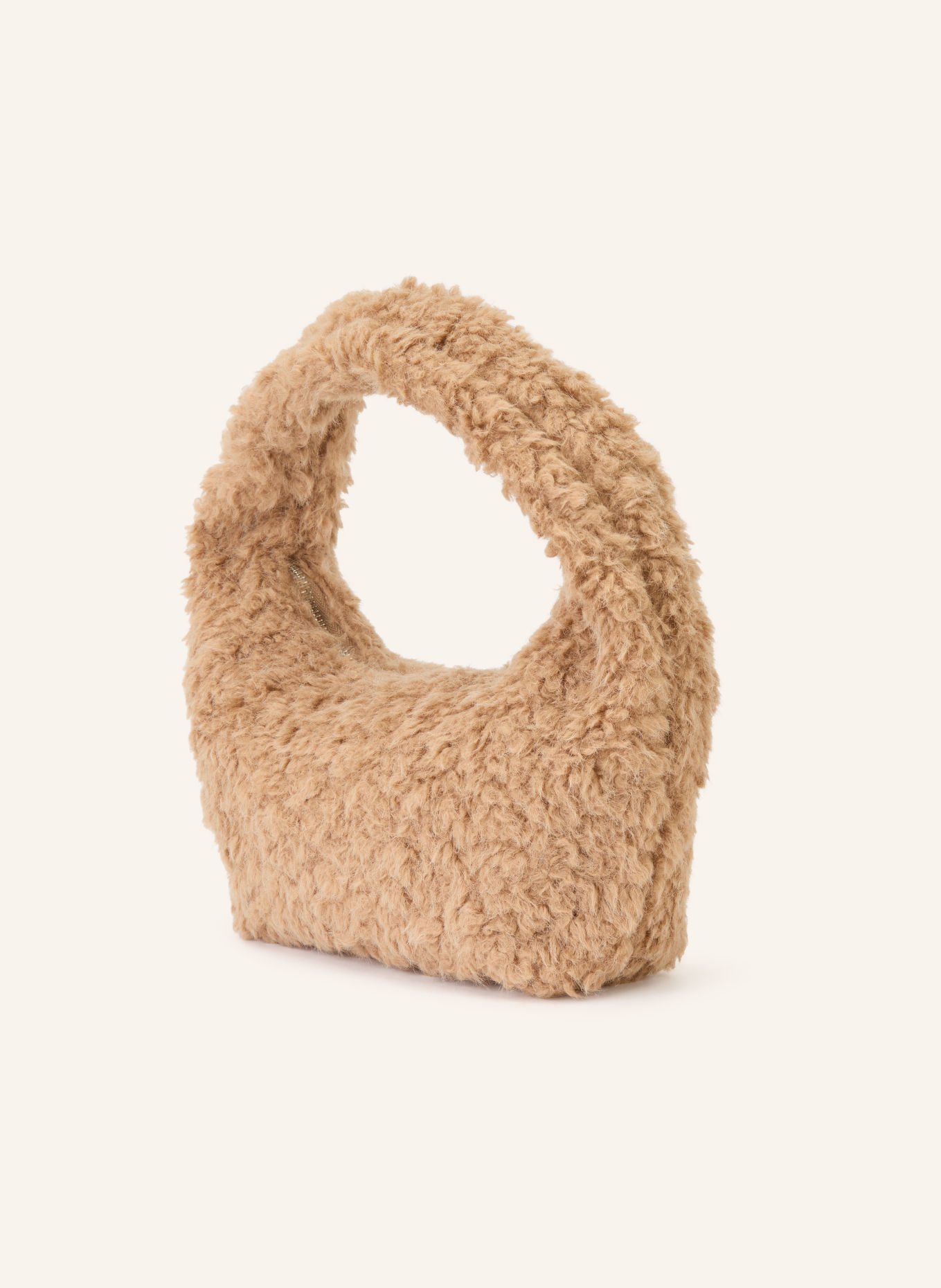 NÚNOO AGNES SMALL Handbag made of teddy fur: LIGHT BROWN / SILVER
