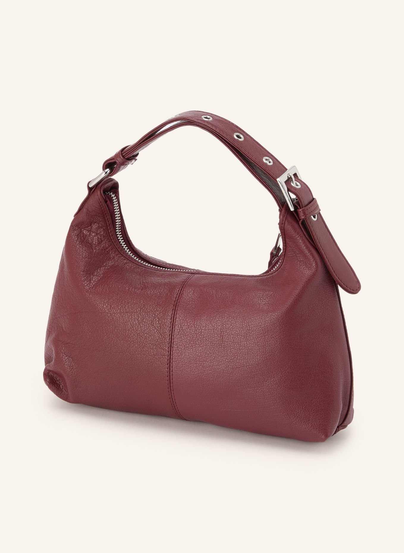 NÚNOO Handtas DANDY met studs: DONKERROOD / ZILVER