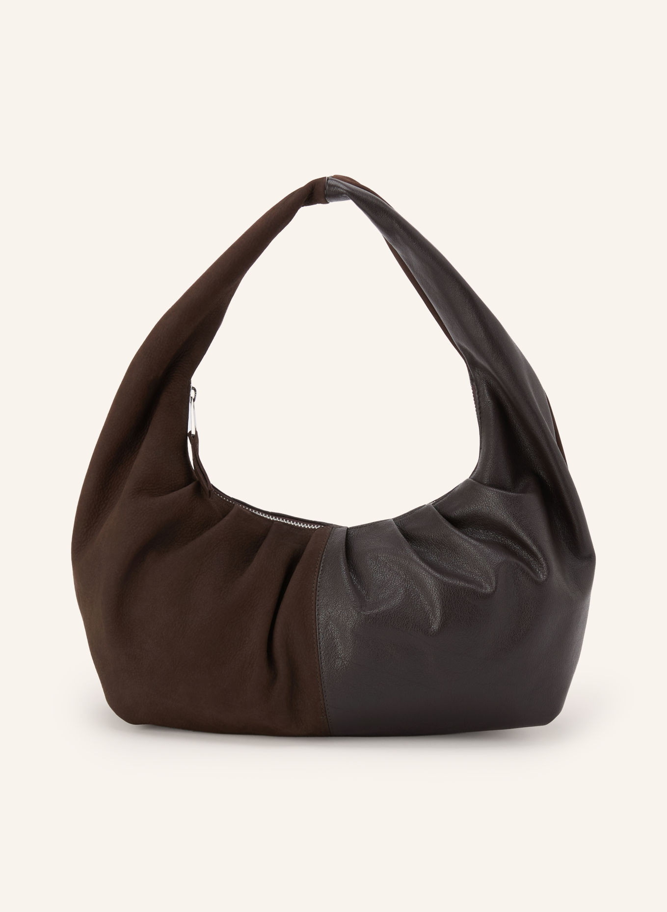 NÚNOO AGNES Shoulder Bag: DARK BROWN / SILVER