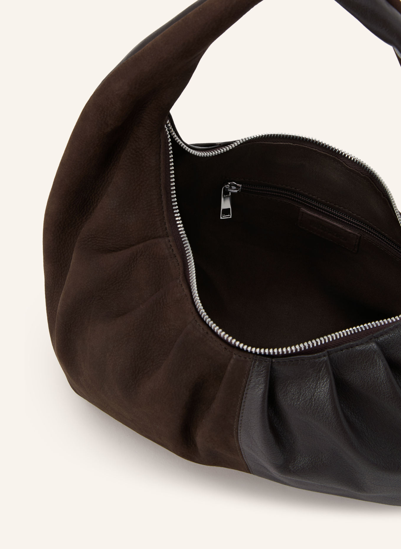 NÚNOO AGNES Shoulder Bag: DARK BROWN / SILVER