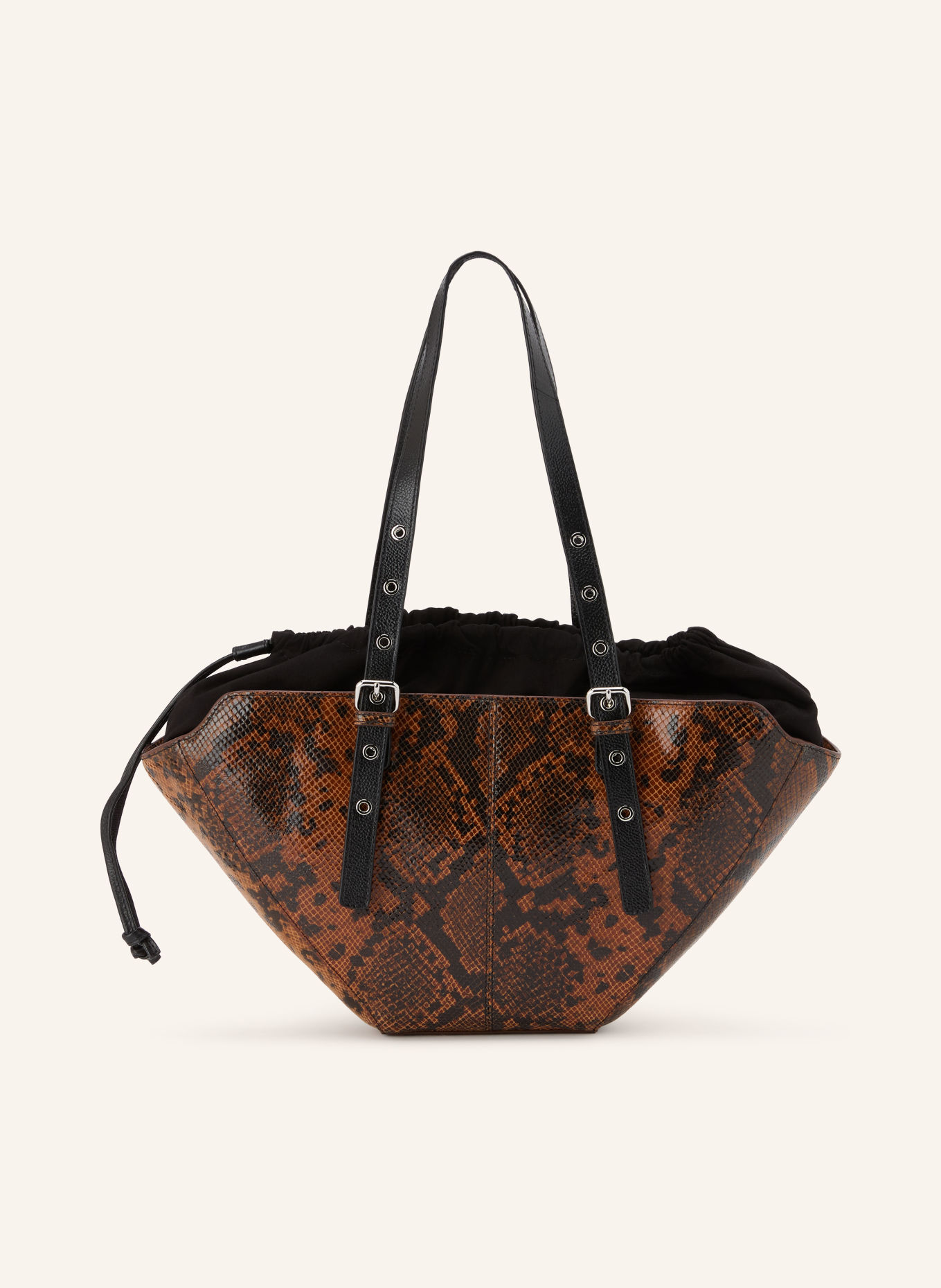 NÚNOO NORA SMALL Bucket bag: BROWN / SILVER / BLACK