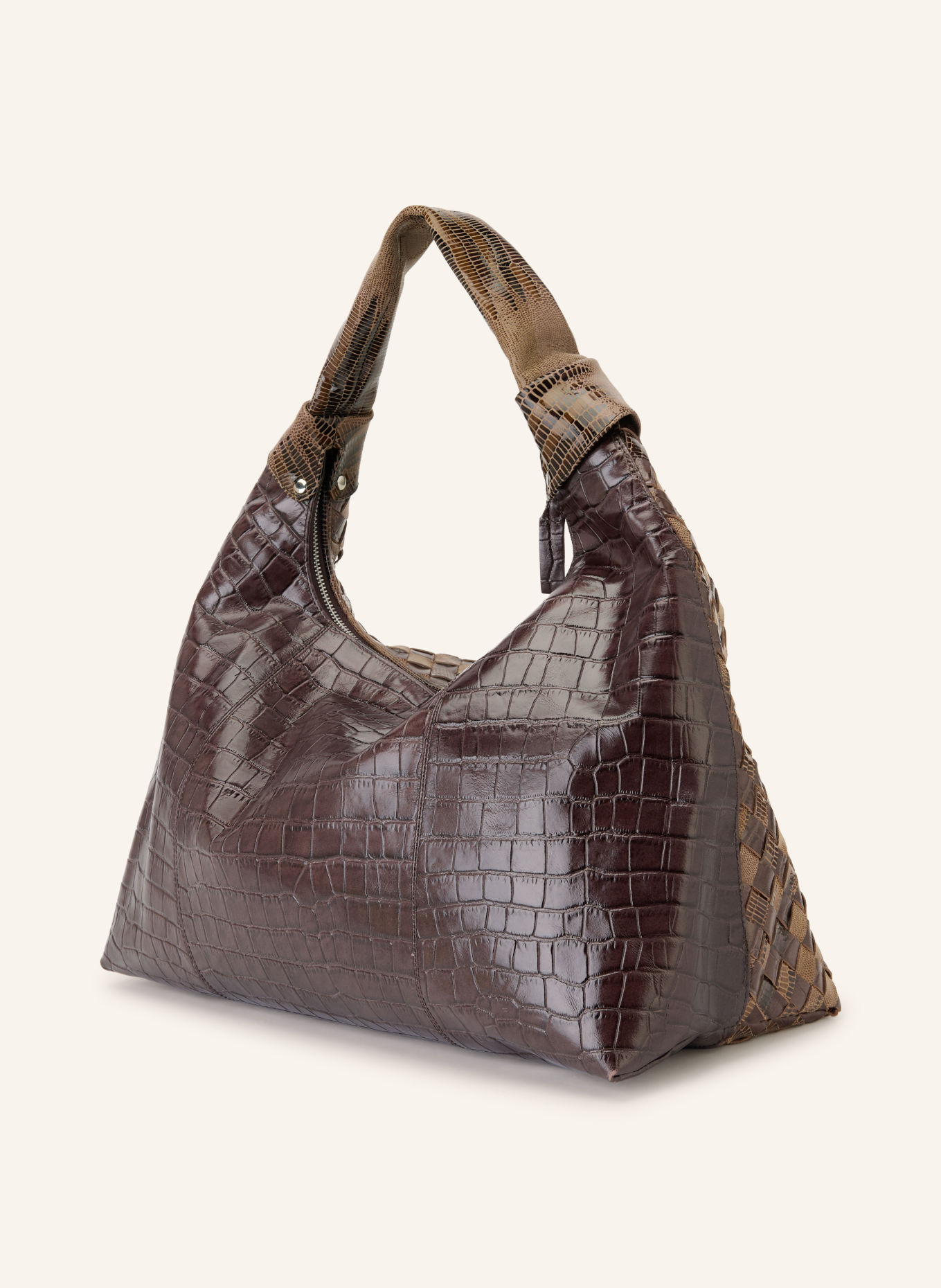 NÚNOO DANDY LARGE Shoulder bag: DARK BROWN / BEIGE