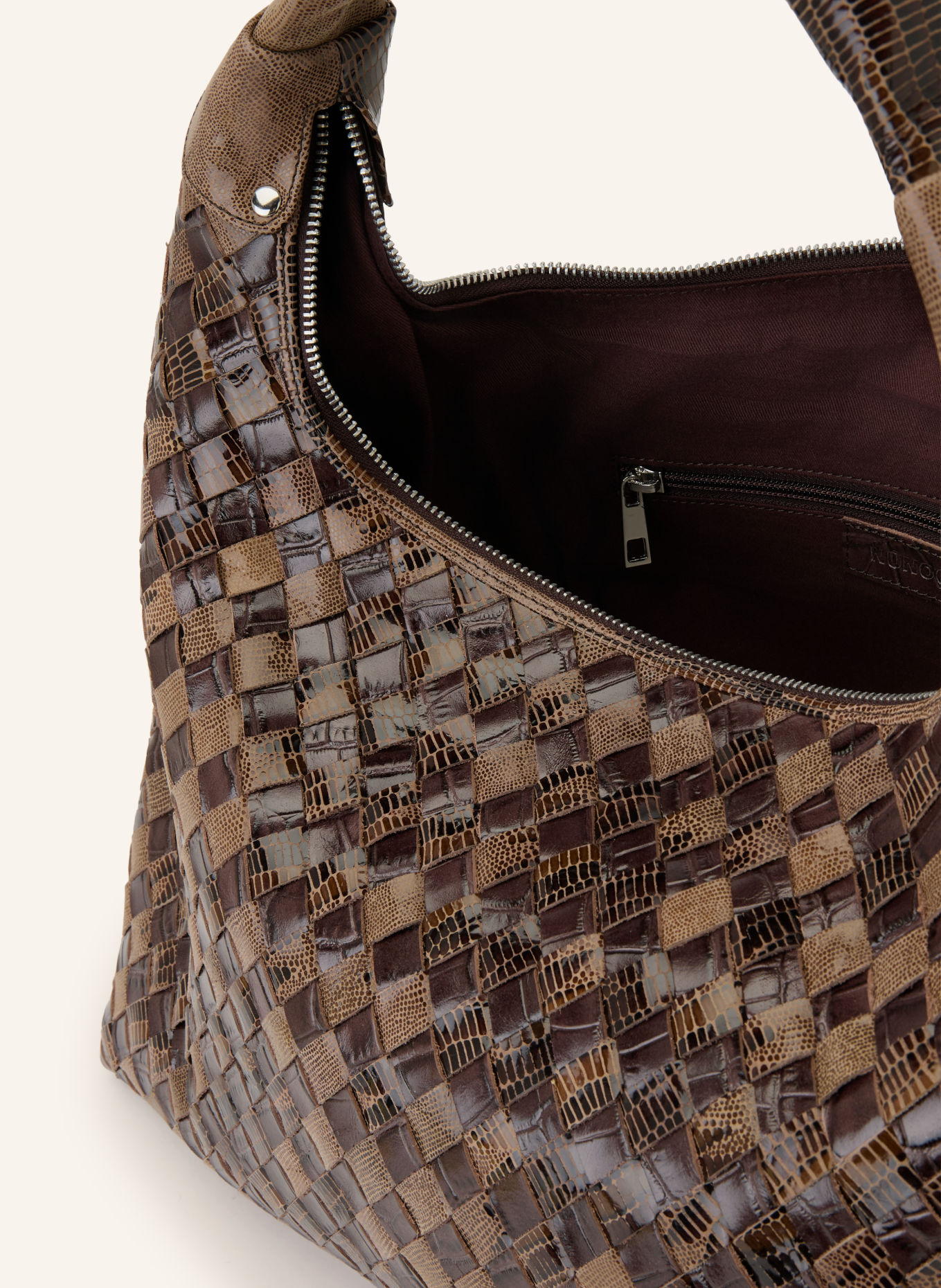 NÚNOO DANDY LARGE Shoulder bag: DARK BROWN / BEIGE