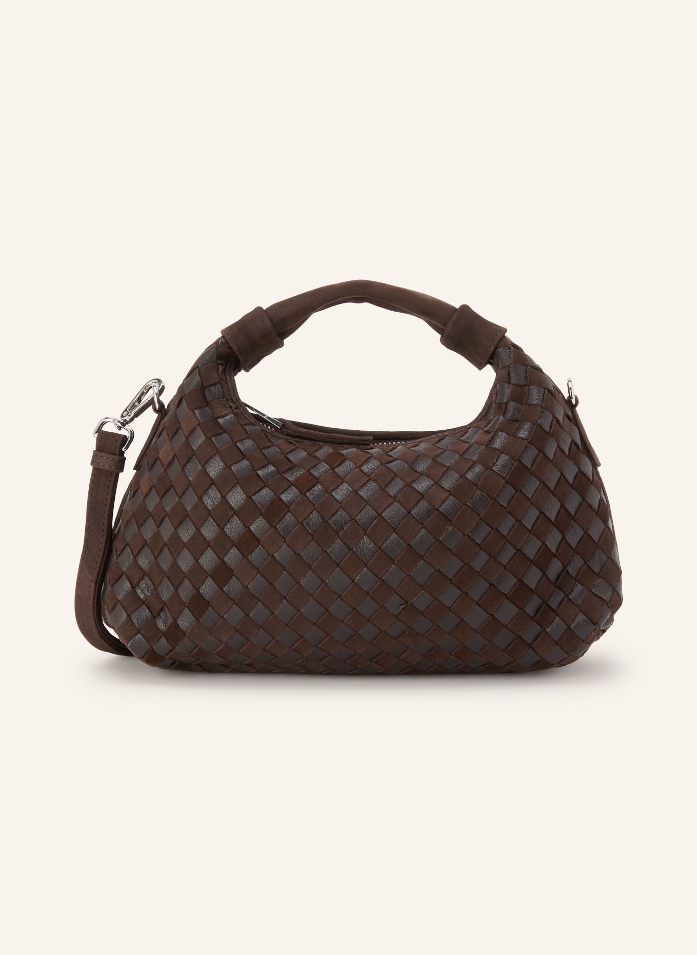 NÚNOO DANDY Handbag: DARK BROWN / SILVER