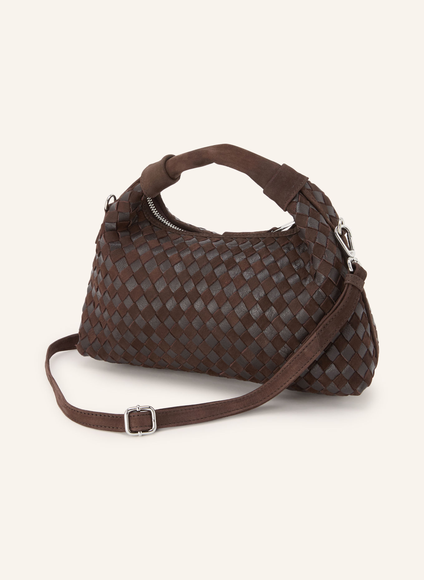 NÚNOO DANDY Handbag: DARK BROWN / SILVER