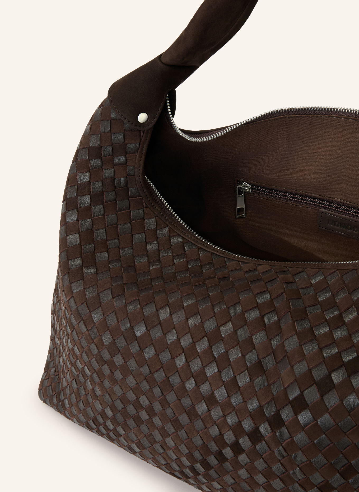 NÚNOO DANDY LARGE Shoulder bag: DARK BROWN / SILVER