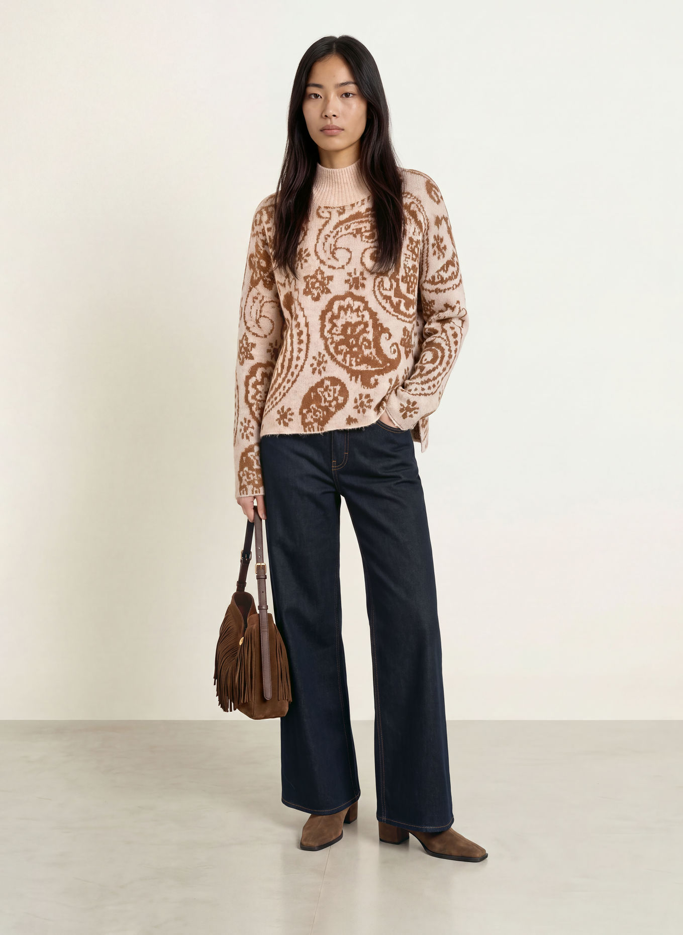 darling harbour Pullover mit Alpaka: BEIGE / BROWN
