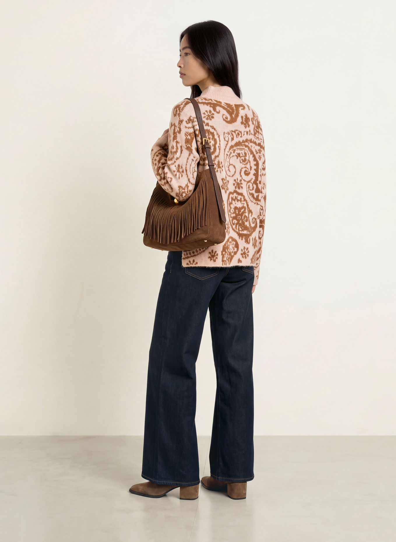 darling harbour Pullover mit Alpaka: BEIGE / BROWN