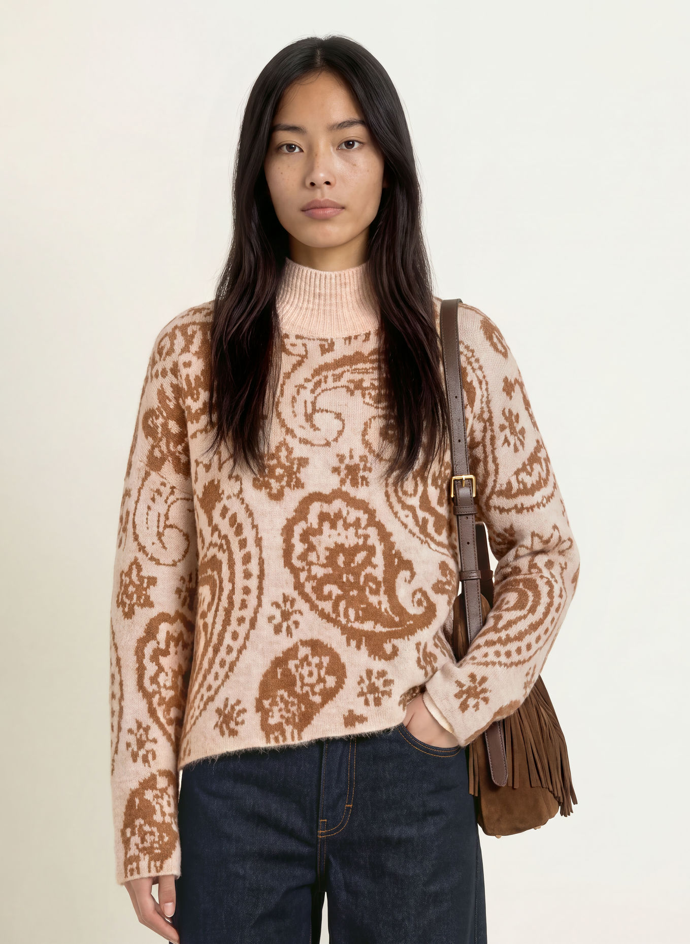 darling harbour Pullover mit Alpaka: BEIGE / BROWN