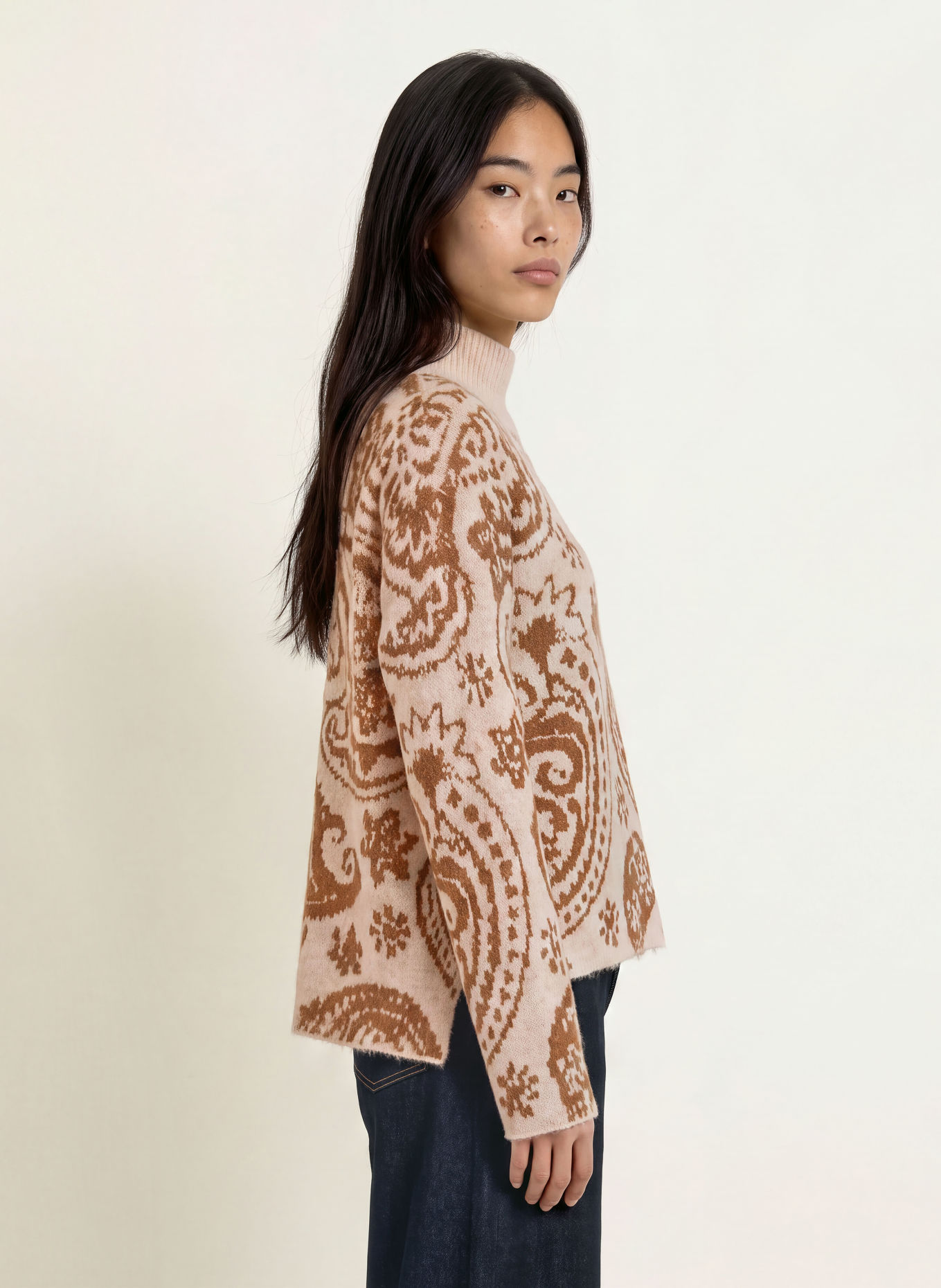 darling harbour Pullover mit Alpaka: BEIGE / BROWN