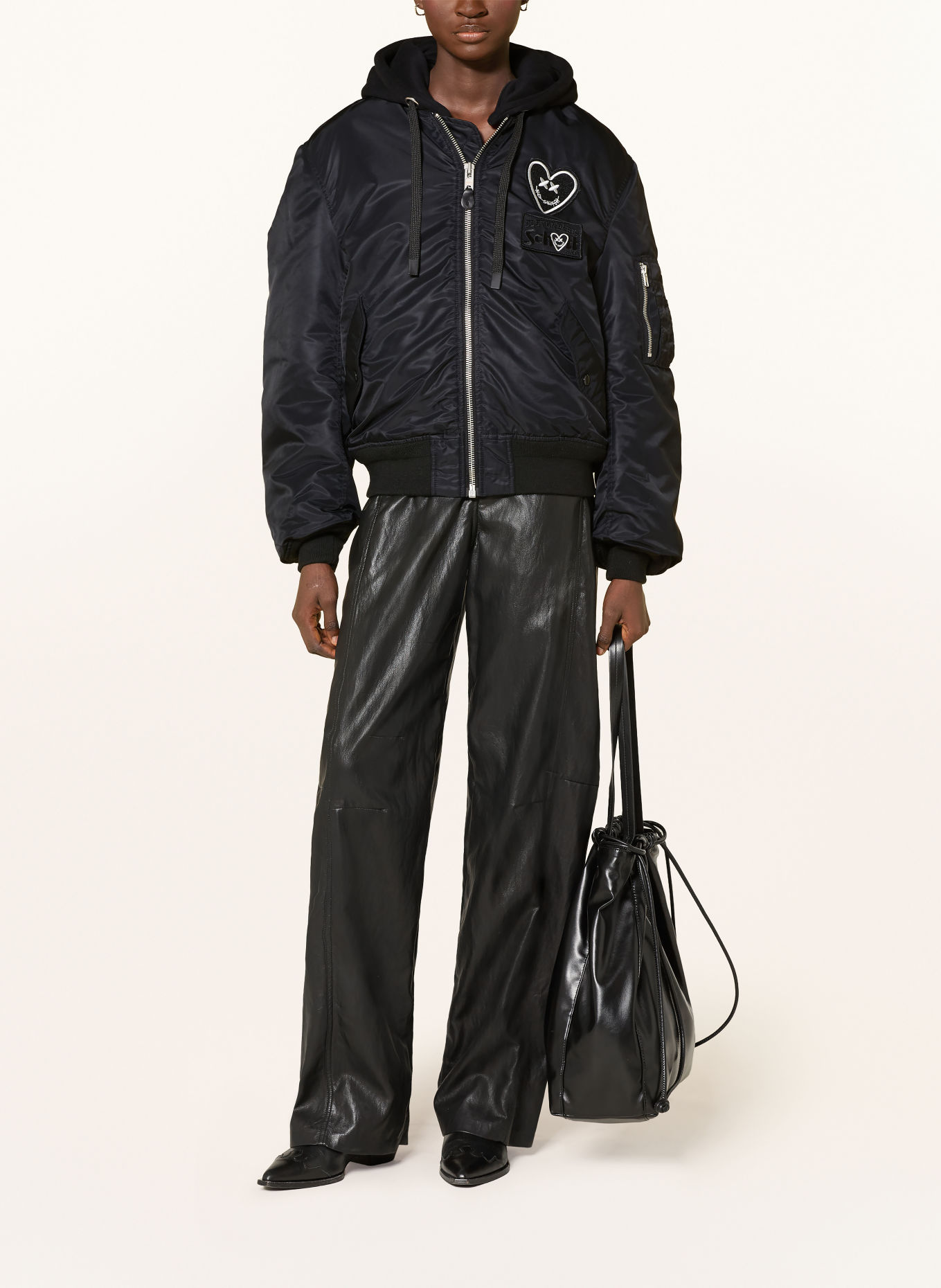 Schott NYC Blouson mit abnehmbarer Kapuze: SCHWARZ