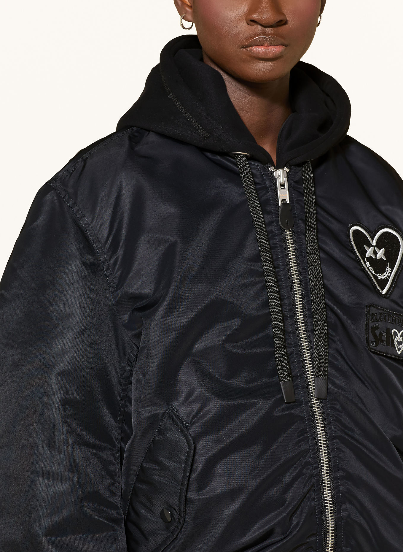Schott NYC Blouson mit abnehmbarer Kapuze: SCHWARZ