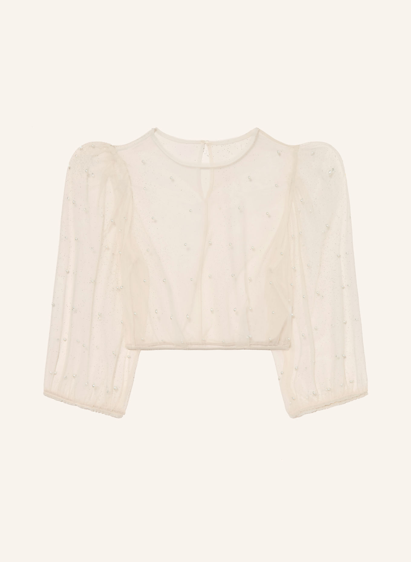 RIANI Dirndlbluse aus Tüll mit 3/4-Arm und Schmuckperlen: CREME