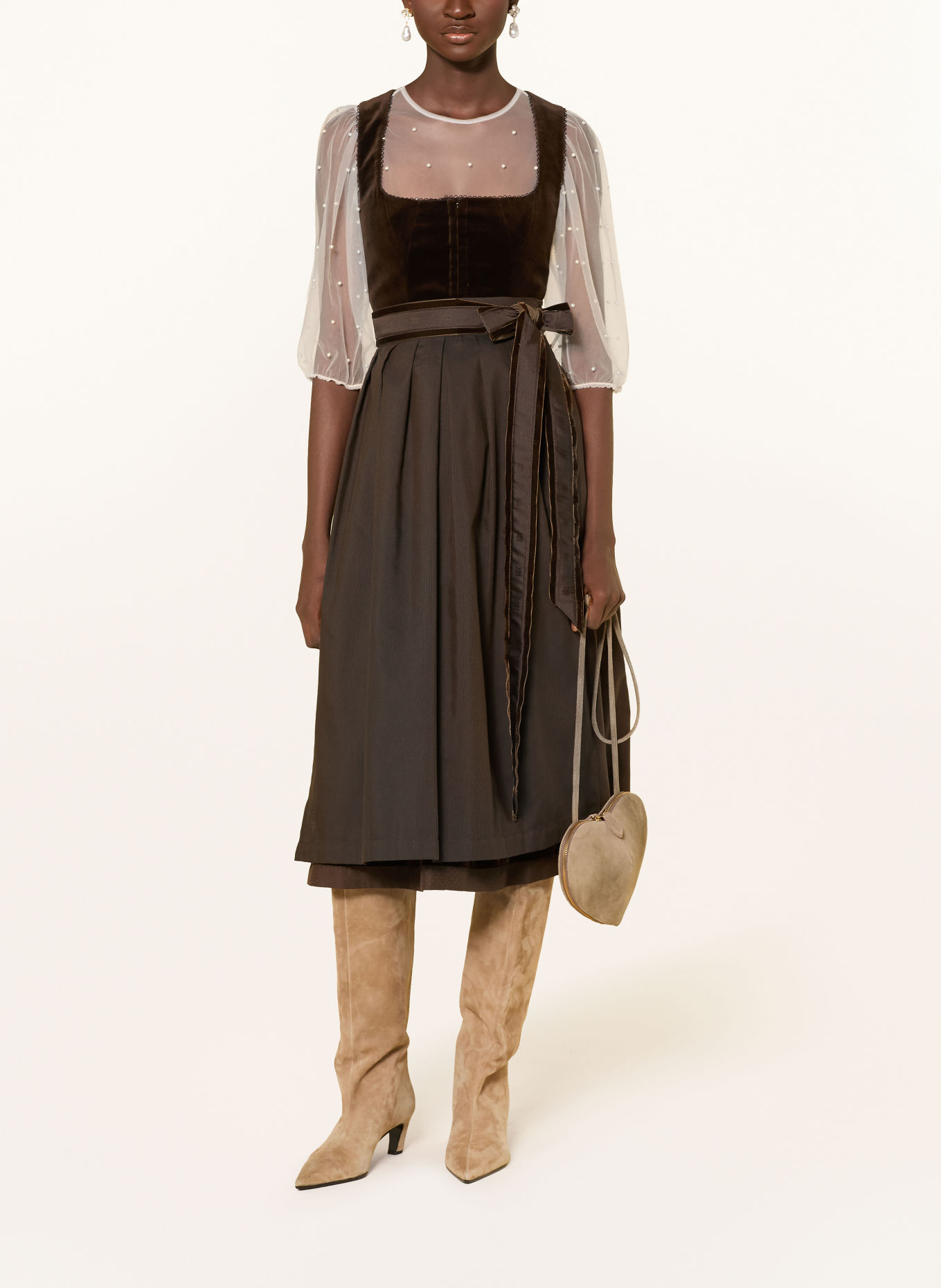 RIANI Dirndlbluse aus Tüll mit 3/4-Arm und Schmuckperlen: CREME