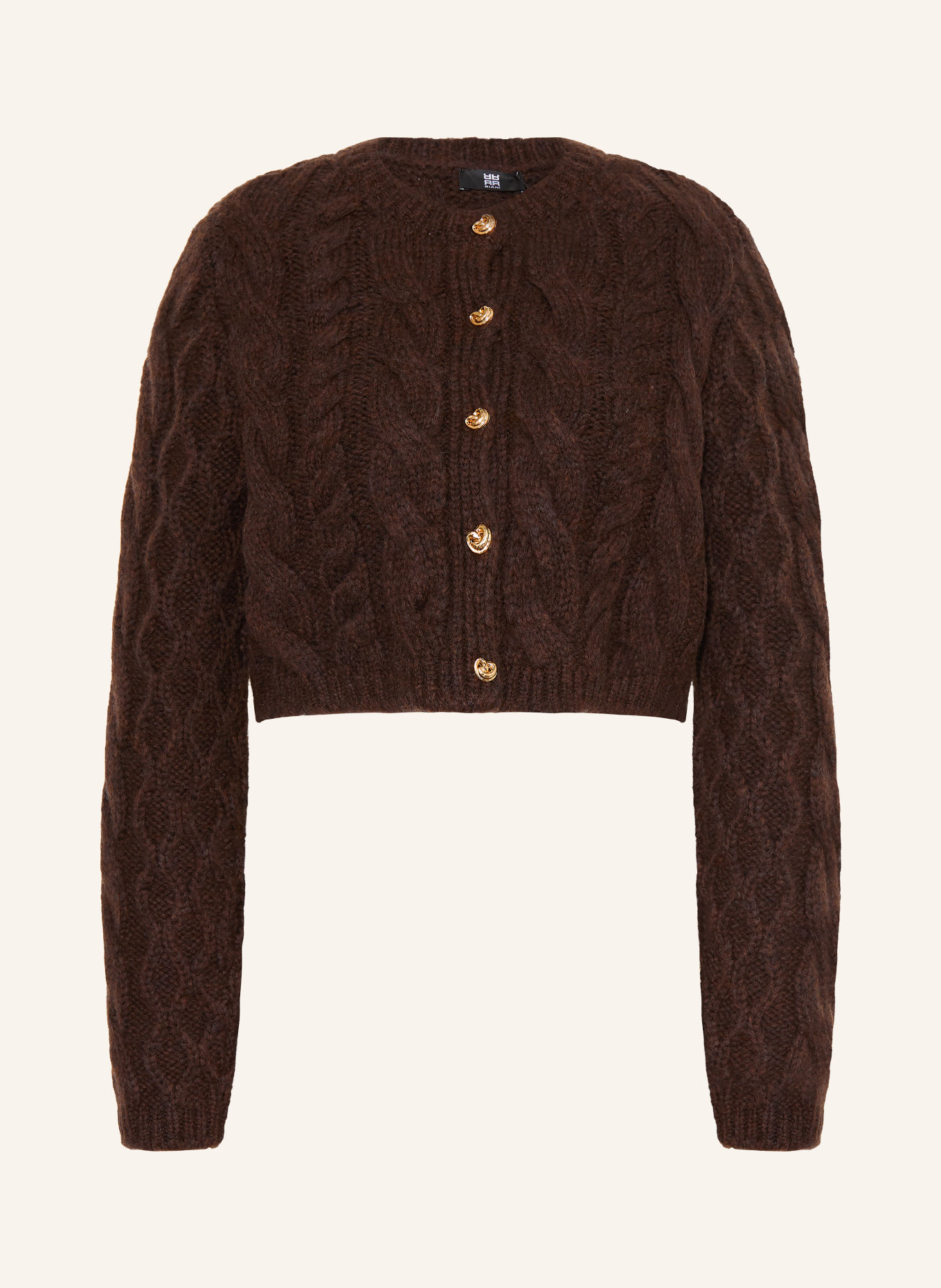RIANI Kort gebreid vest met merinowol: MARRON FONCÉ