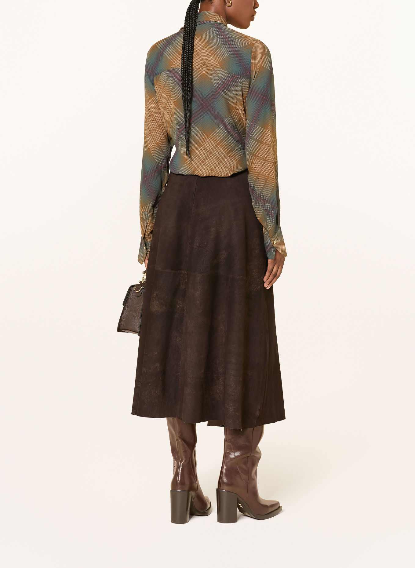 RIANI Jupe en cuir: MARRON FONCÉ