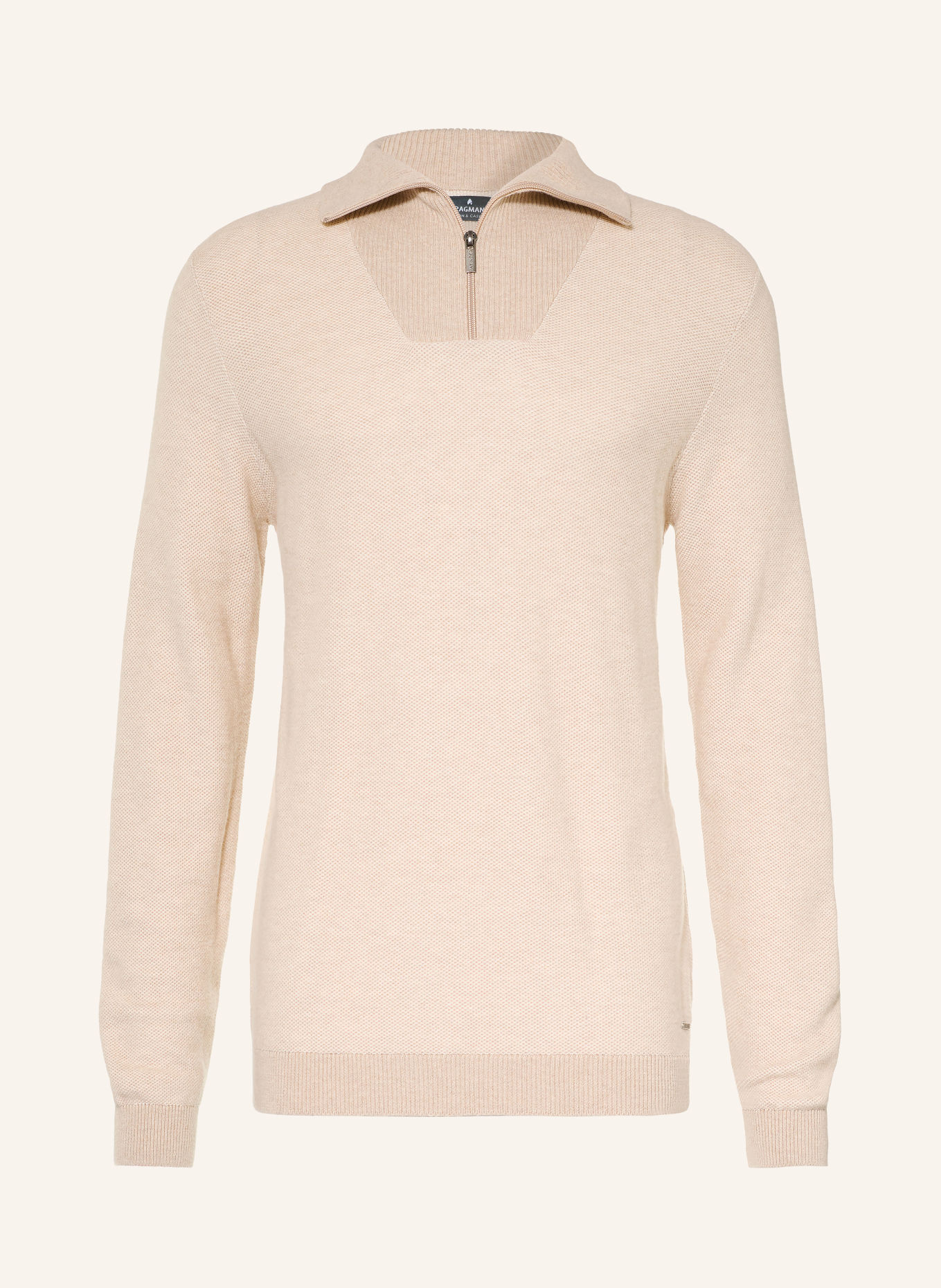 RAGMAN Piqué Half-zip sweater: BEIGE