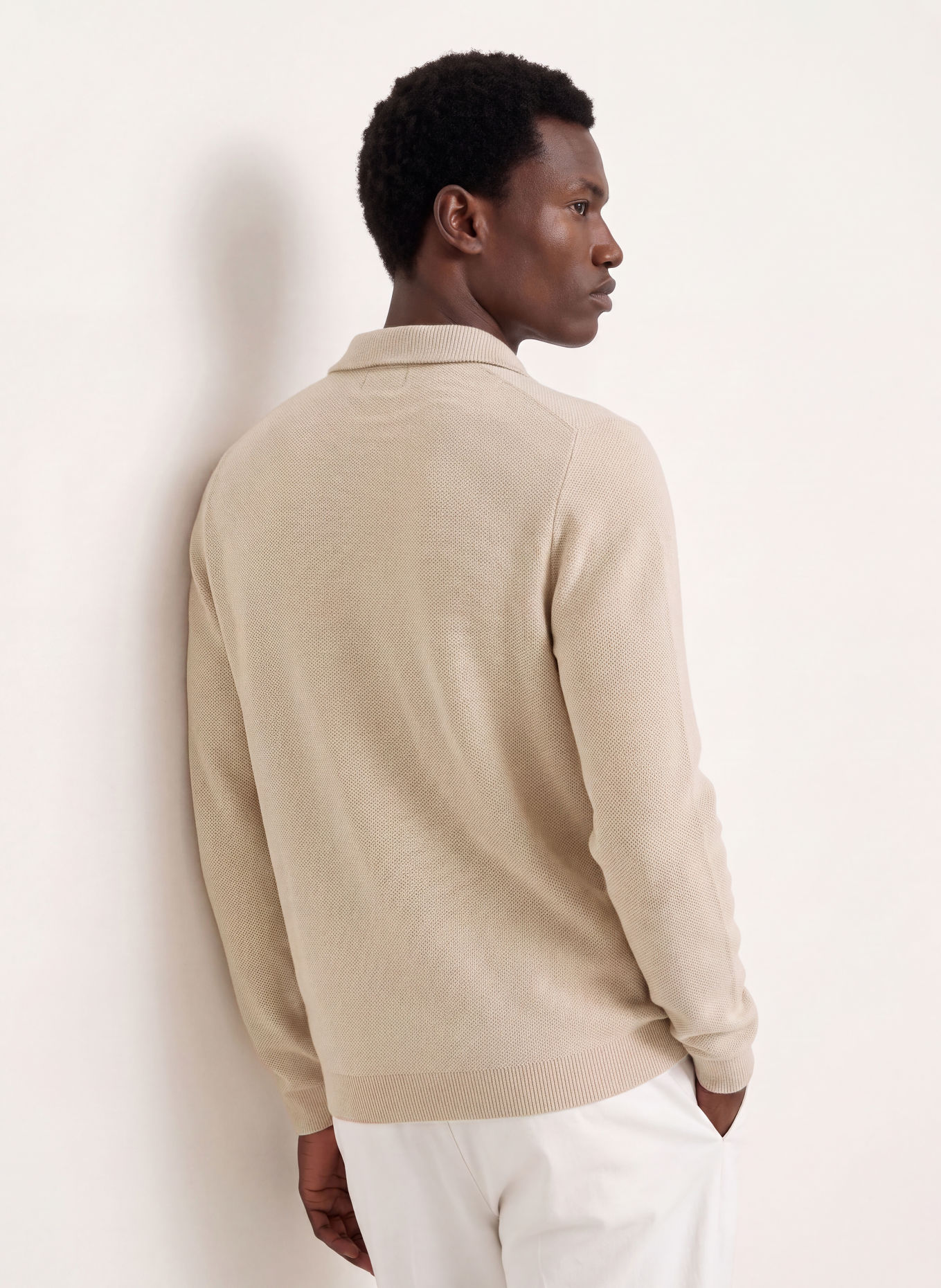 RAGMAN Piqué Half-zip sweater: BEIGE