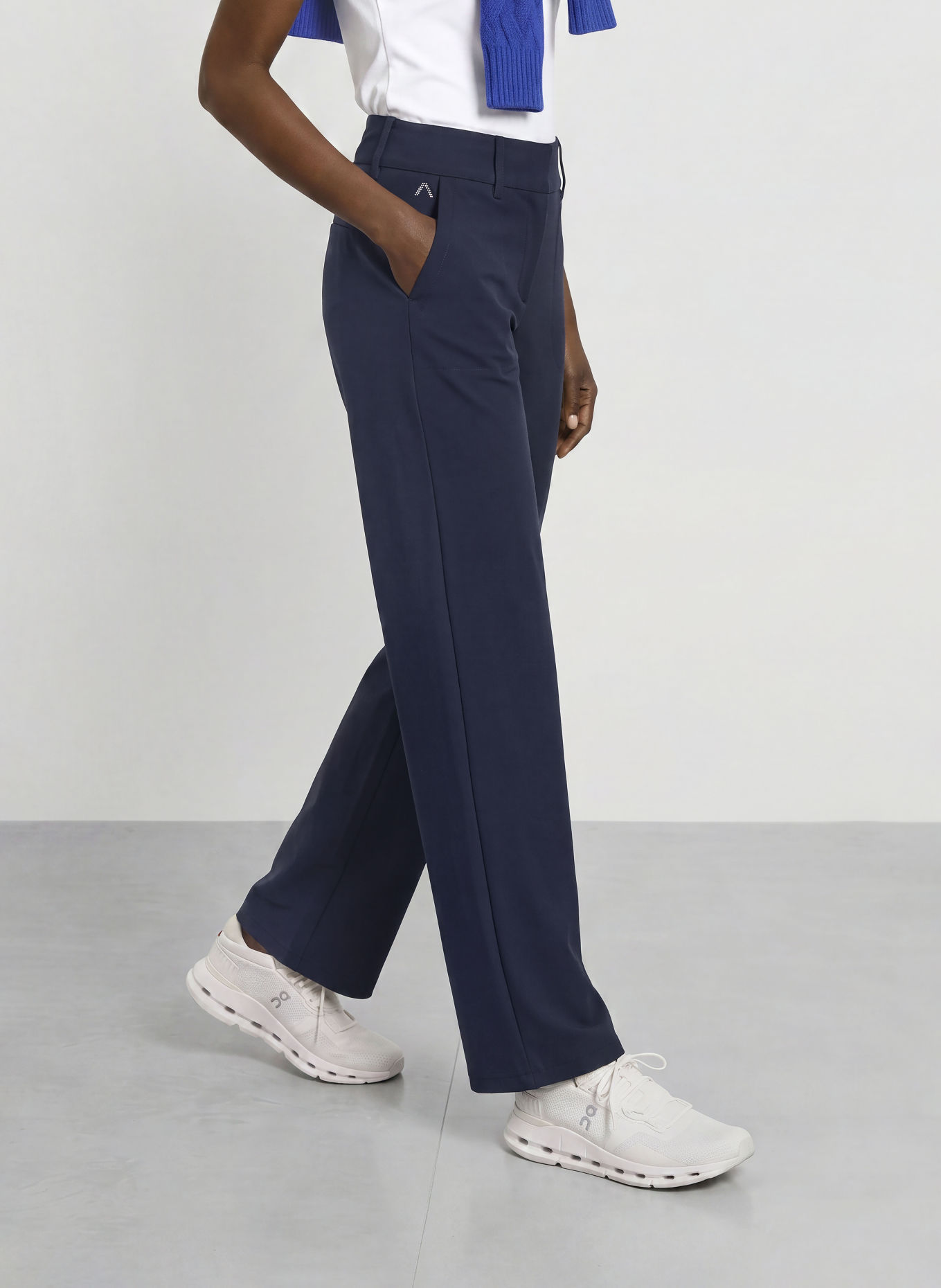 ALBERTO LUCY wide-leg trousers with Rhinestones: DARK BLUE