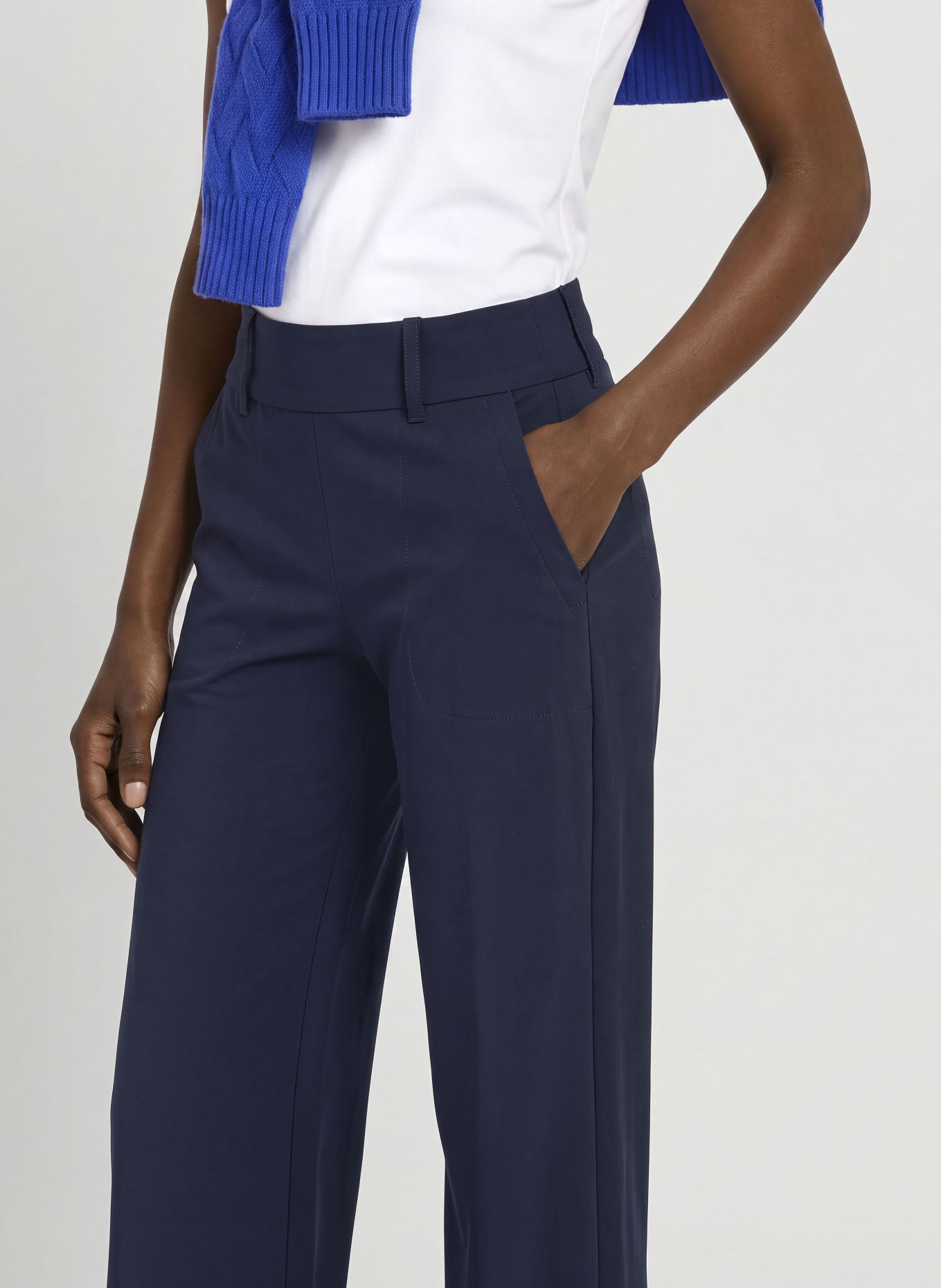 ALBERTO LUCY wide-leg trousers with Rhinestones: DARK BLUE