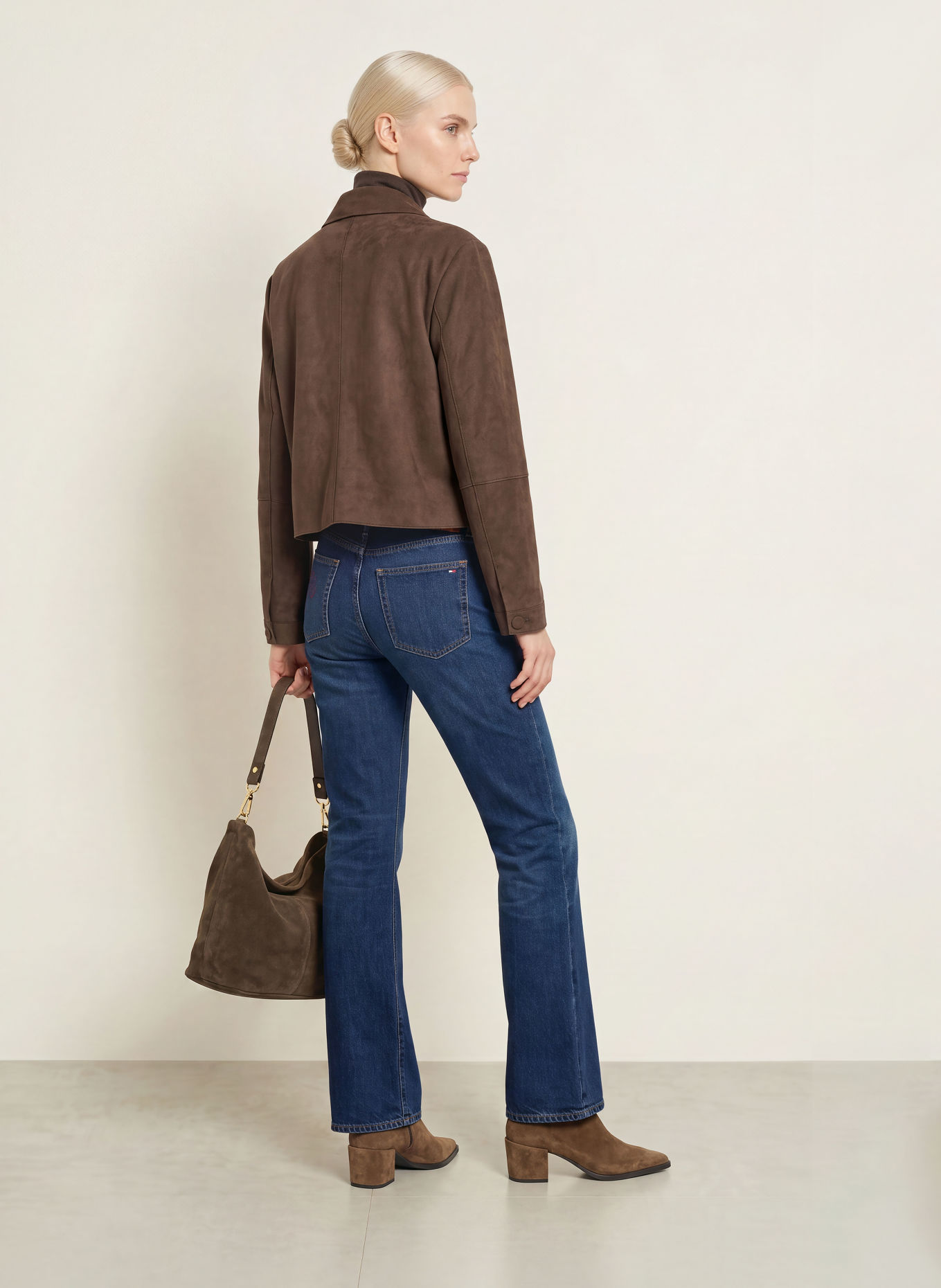 darling harbour Veste boxy aspect cuir: DARK BROWN