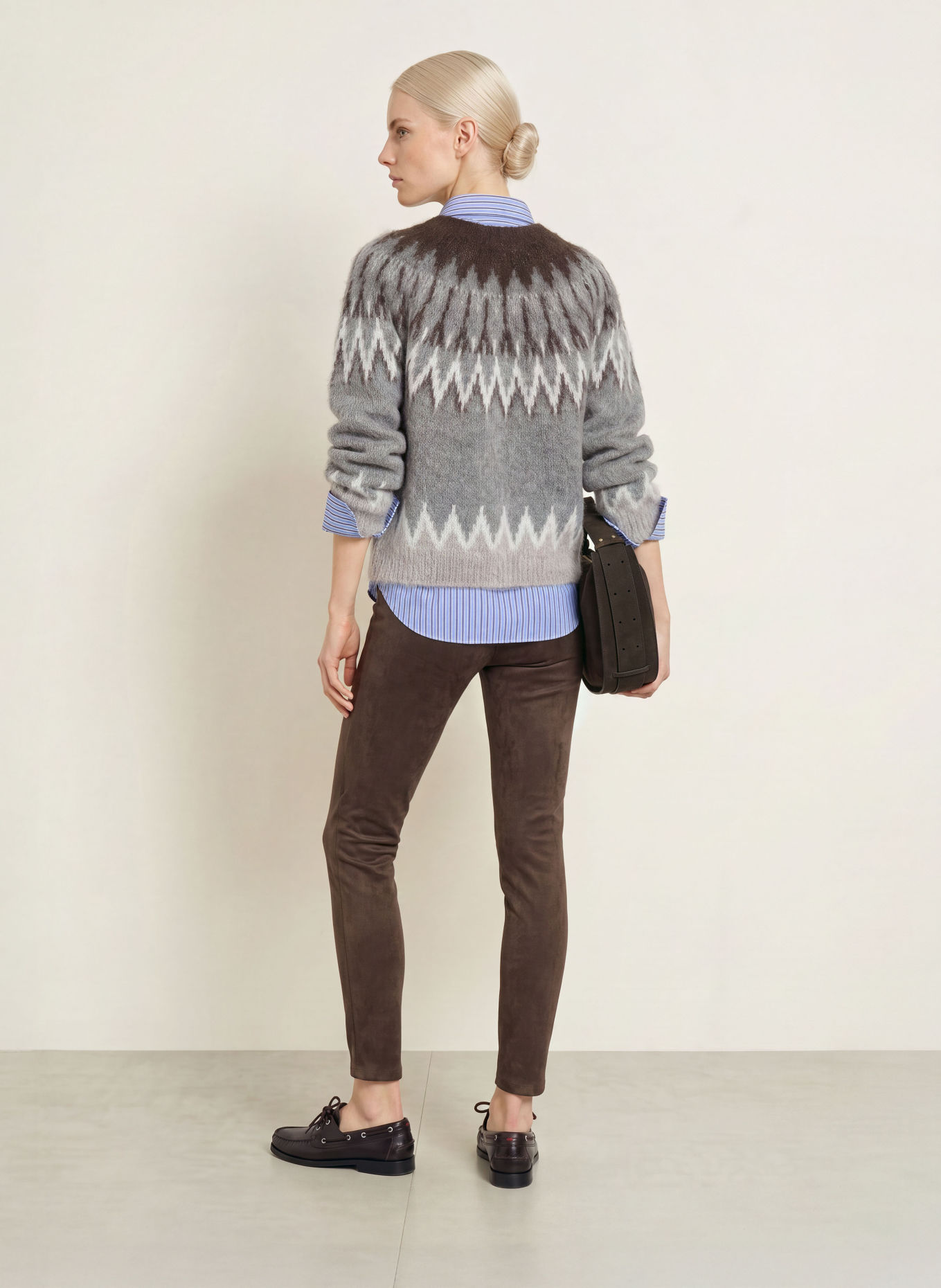 darling harbour Pantalon aspect cuir: DARK BROWN
