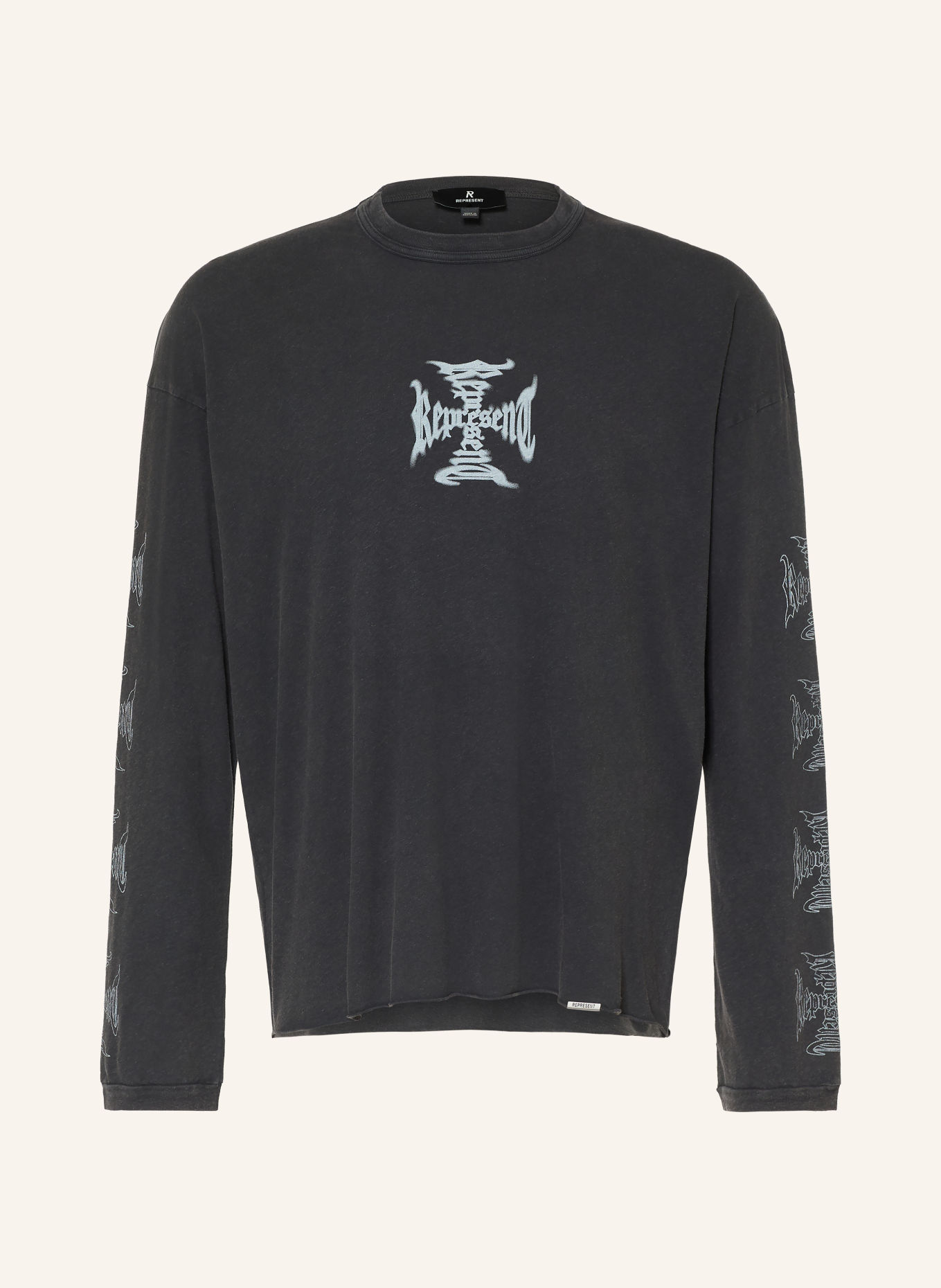 REPRESENT Longsleeve: ZWART / LICHTGRIJS