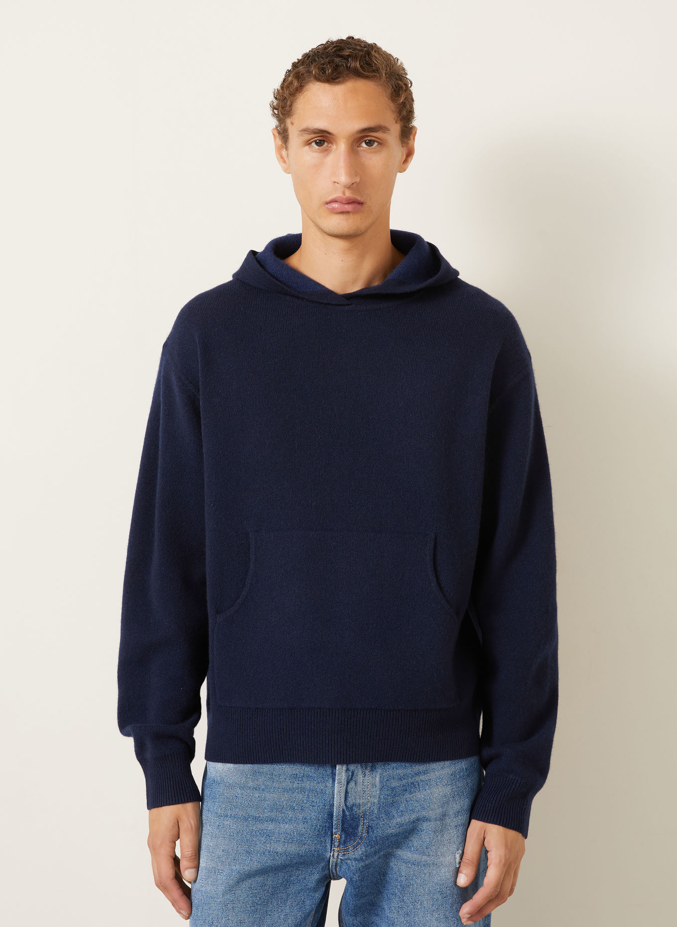 Acne Studios Knit Hoodie with Cashmere: DARK BLUE