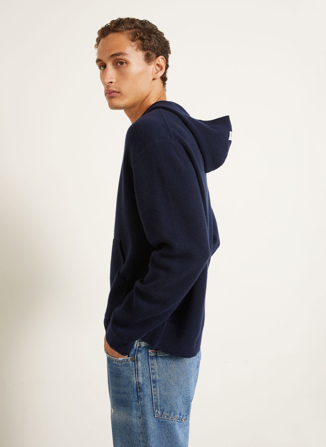 Acne Studios Knit Hoodie with Cashmere: DARK BLUE