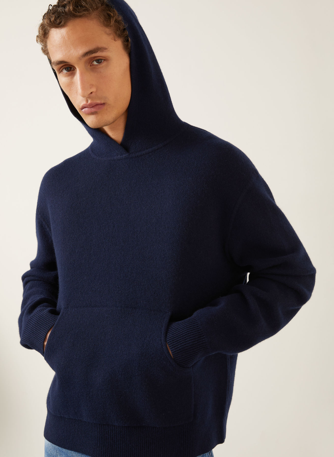Acne Studios Knit Hoodie with Cashmere: DARK BLUE