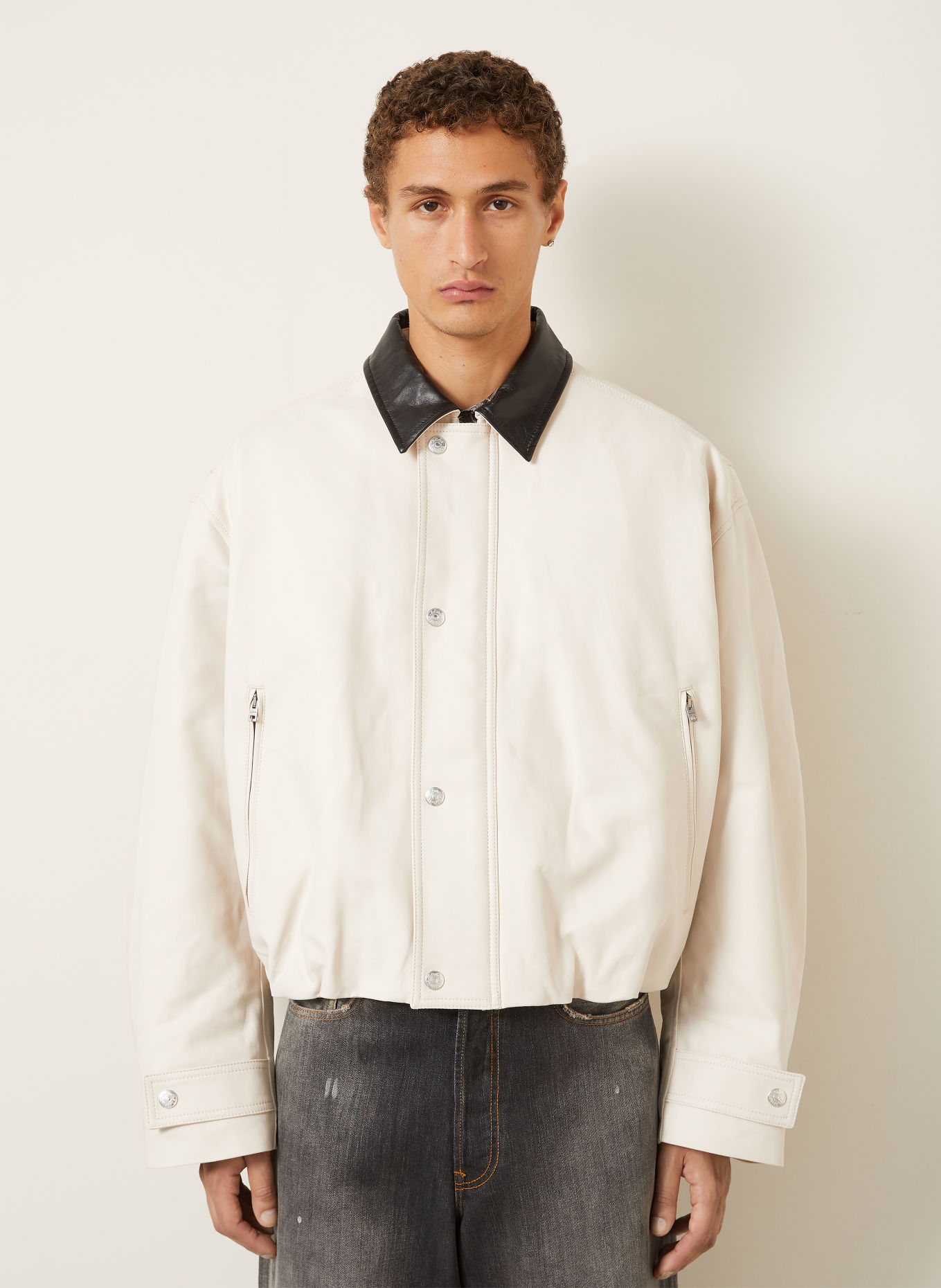 Acne Studios Bomber jacket: BEIGE / BLACK
