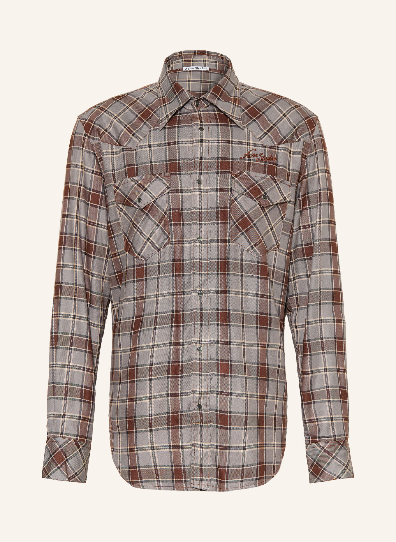 Acne Studios Hemd Comfort Fit: BLAUGRAU / DUNKELBRAUN / DUNKELBLAU