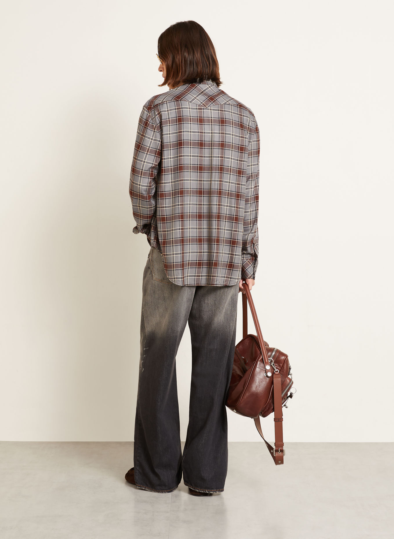 Acne Studios Hemd Comfort Fit: BLAUGRAU / DUNKELBRAUN / DUNKELBLAU