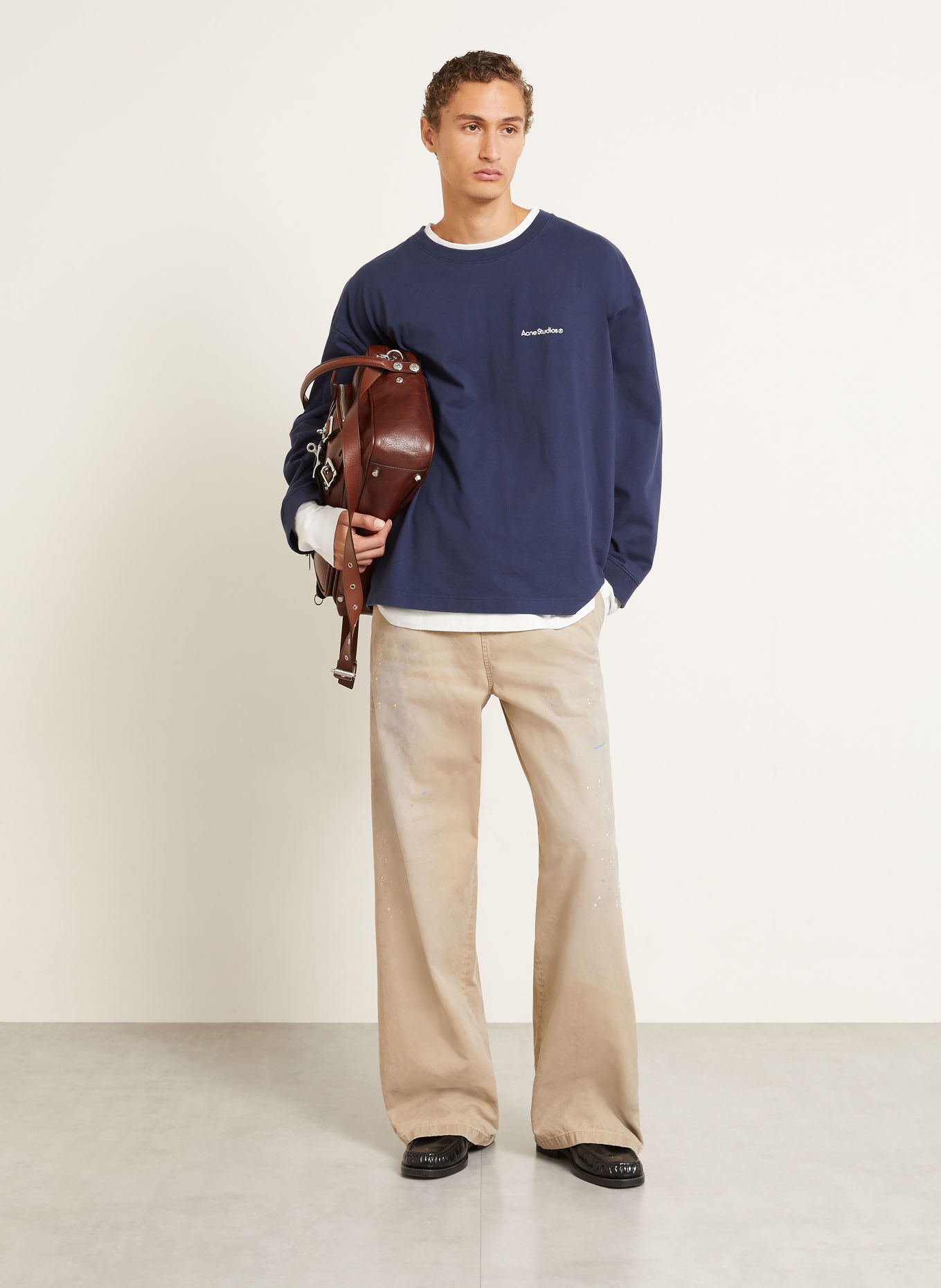 Acne Studios Sweatshirt in a mix of materials: DARK BLUE / WHITE