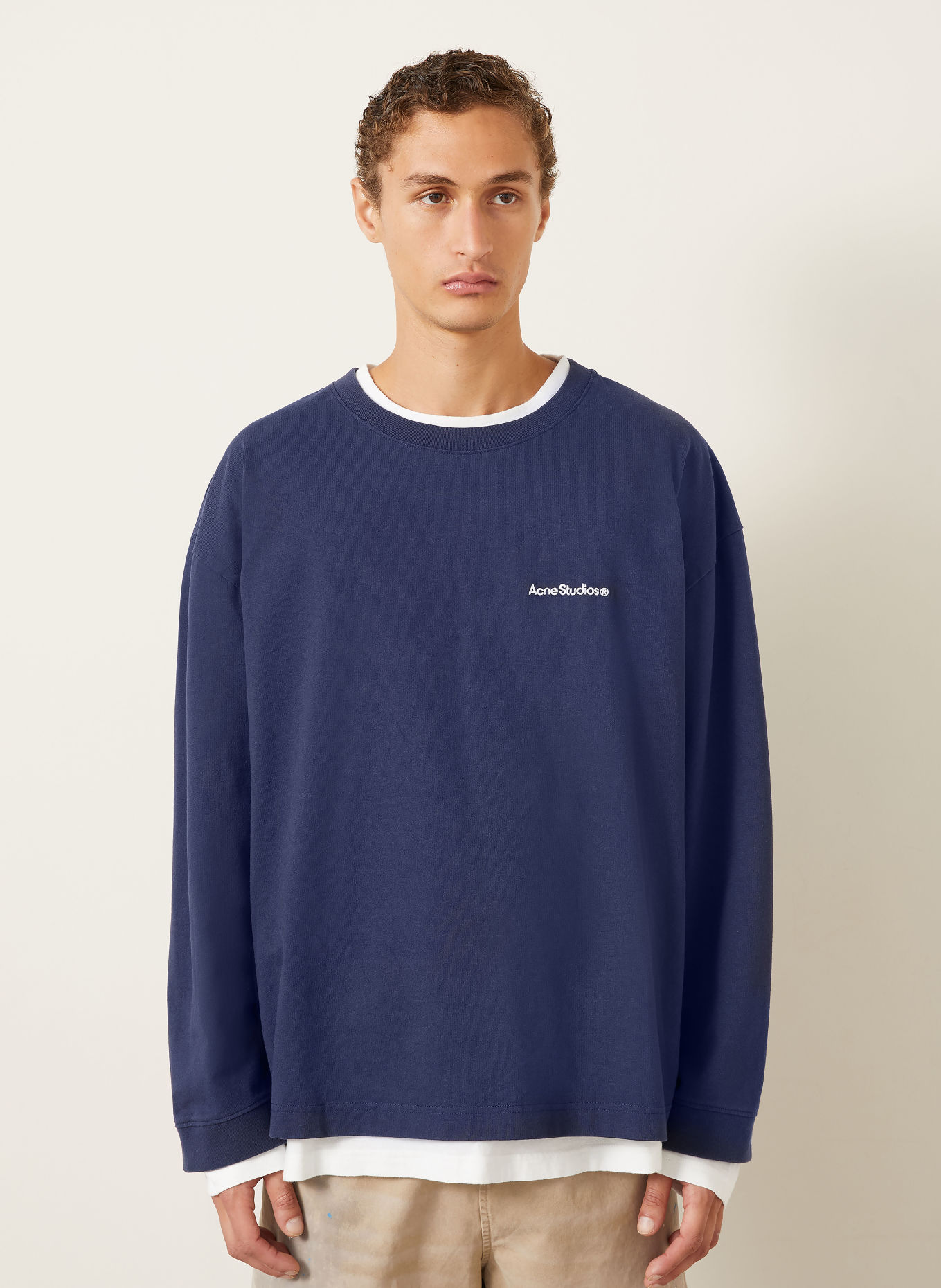 Acne Studios Sweatshirt in a mix of materials: DARK BLUE / WHITE