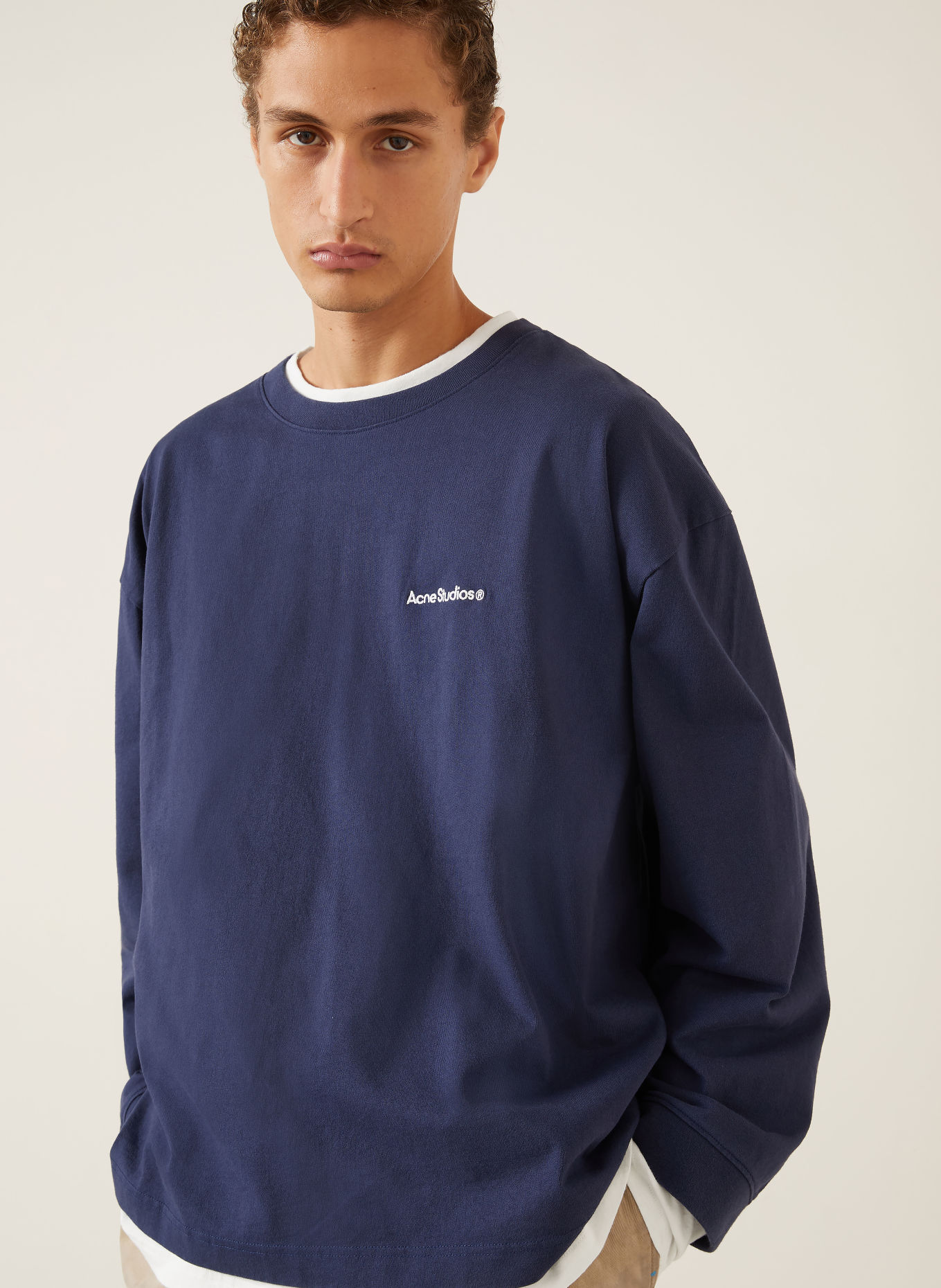 Acne Studios Sweatshirt in a mix of materials: DARK BLUE / WHITE