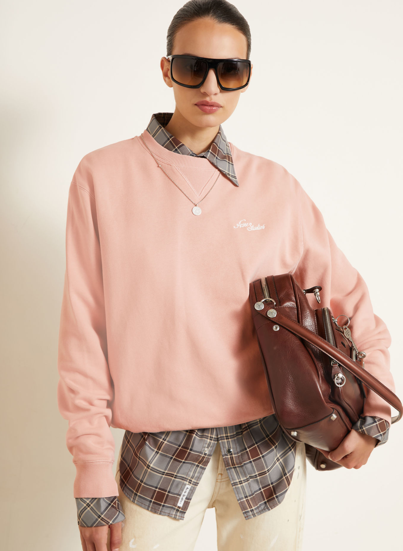 Acne Studios Sweatshirt: ROZE / WIT